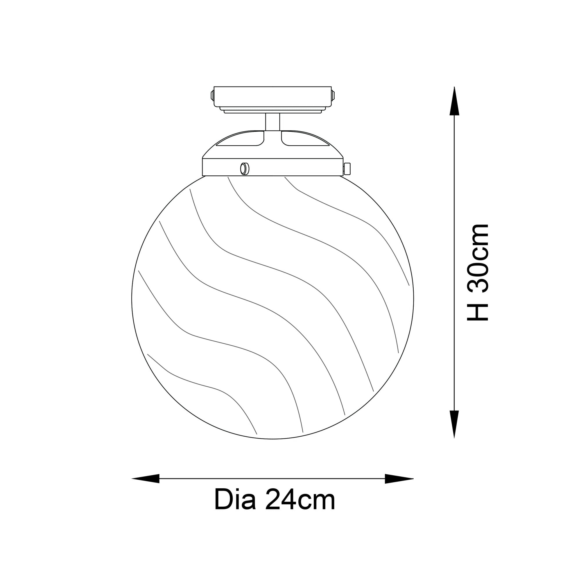 Endon Milston Single Light Flush - Chrome Plate & Clear Spiral Glass