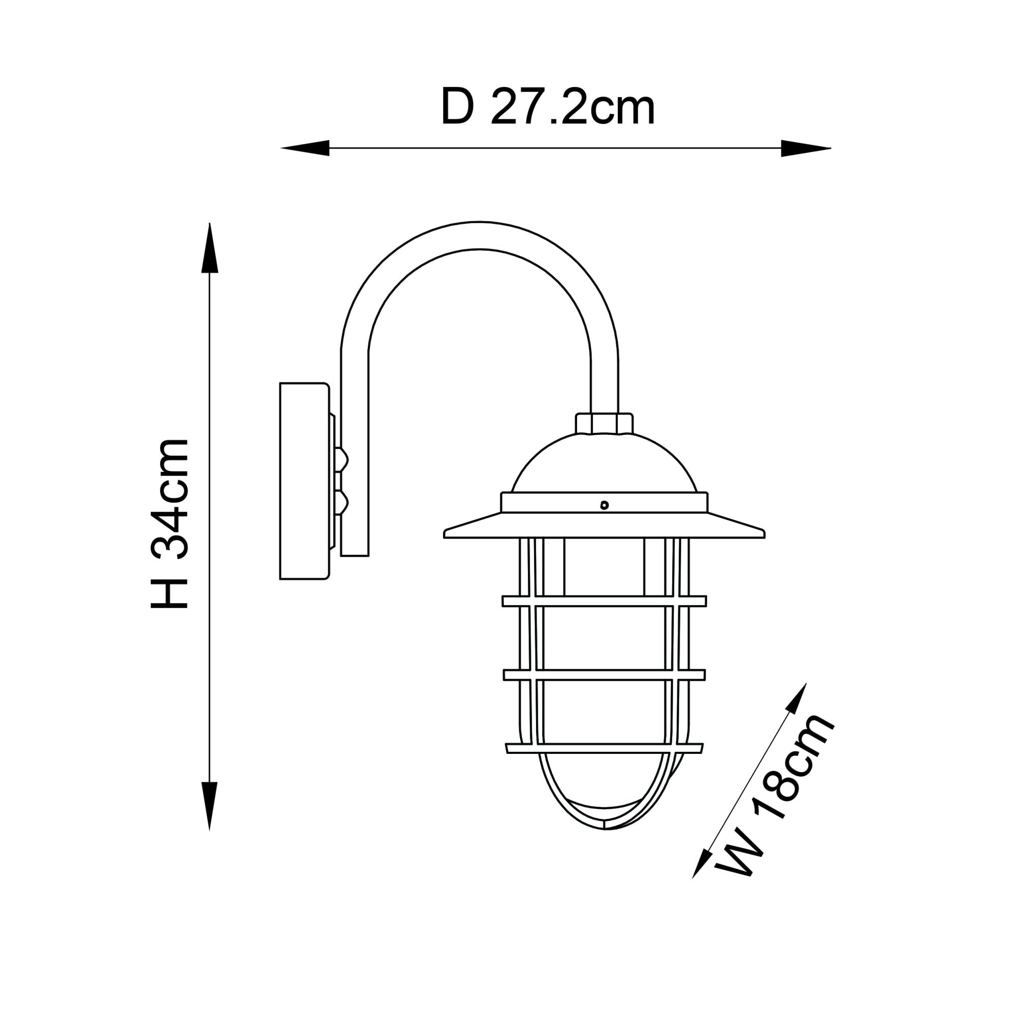 Endon Port Single Light Wall - Textured Black & Clear Glass
