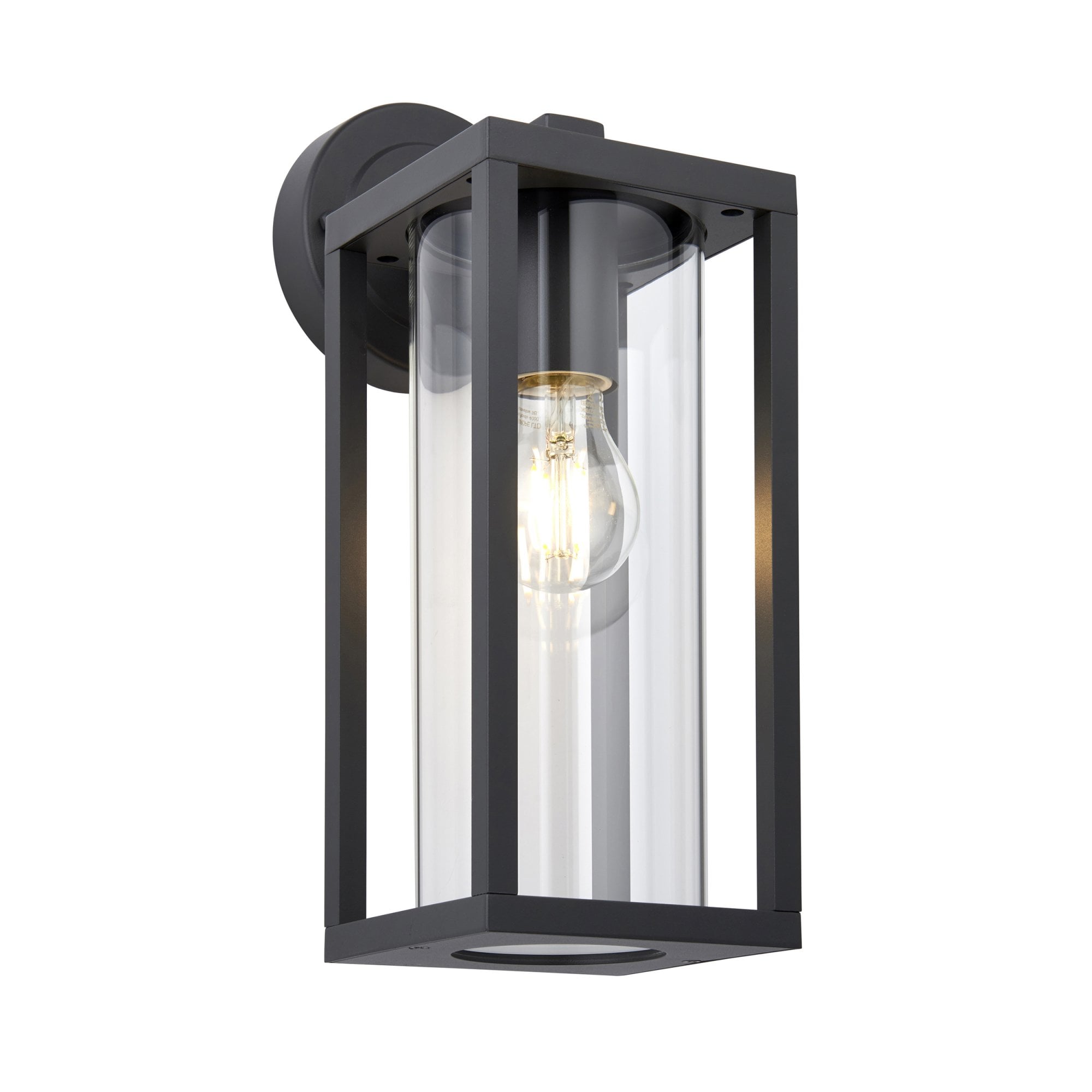 Endon Hamden Single Light Wall - Textured Black & Clear Glass
