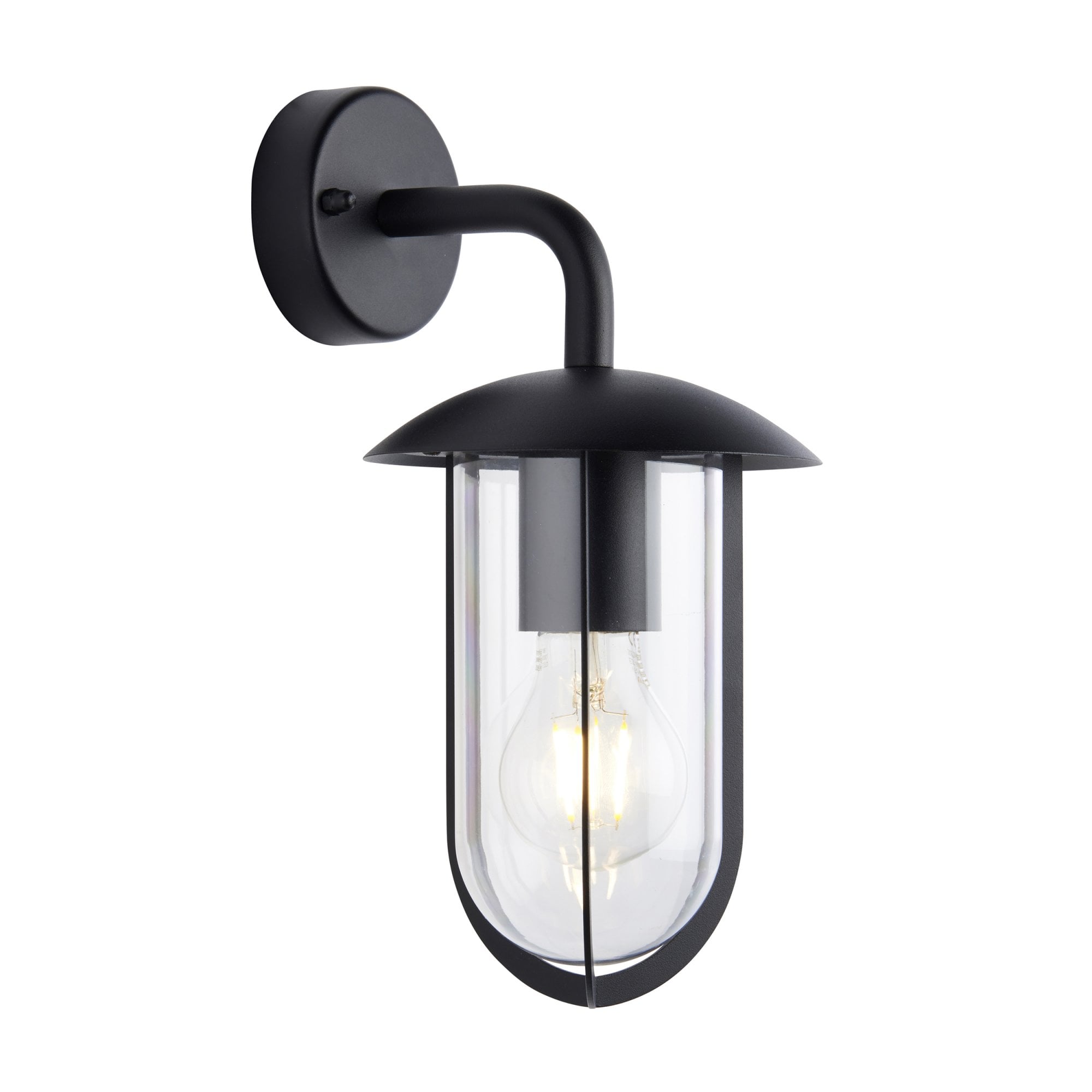Endon Quinn Single Light Wall - Textured Black & Clear Pc