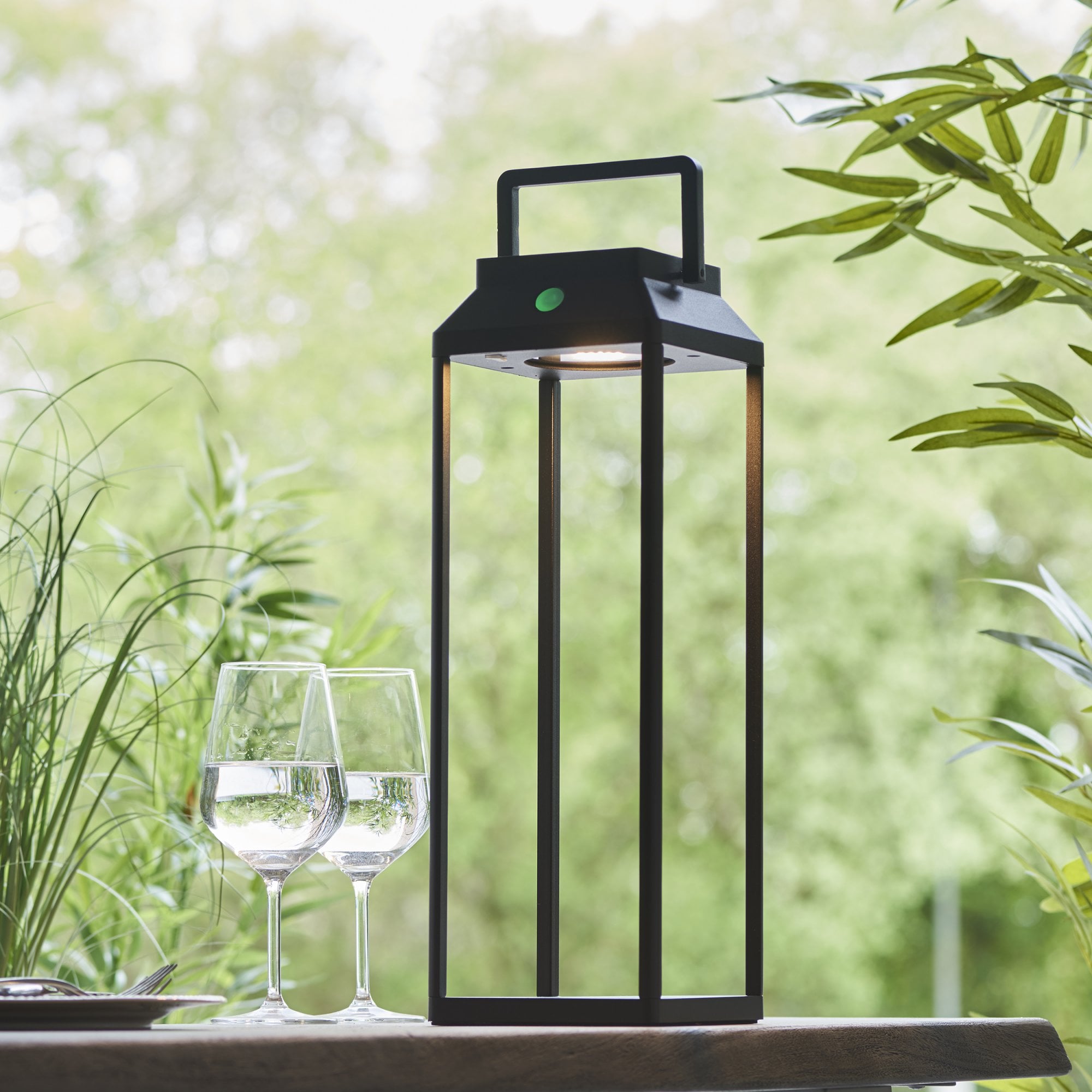 Endon Linterna Large Single Light Table Lamp - Solar - Textured Black