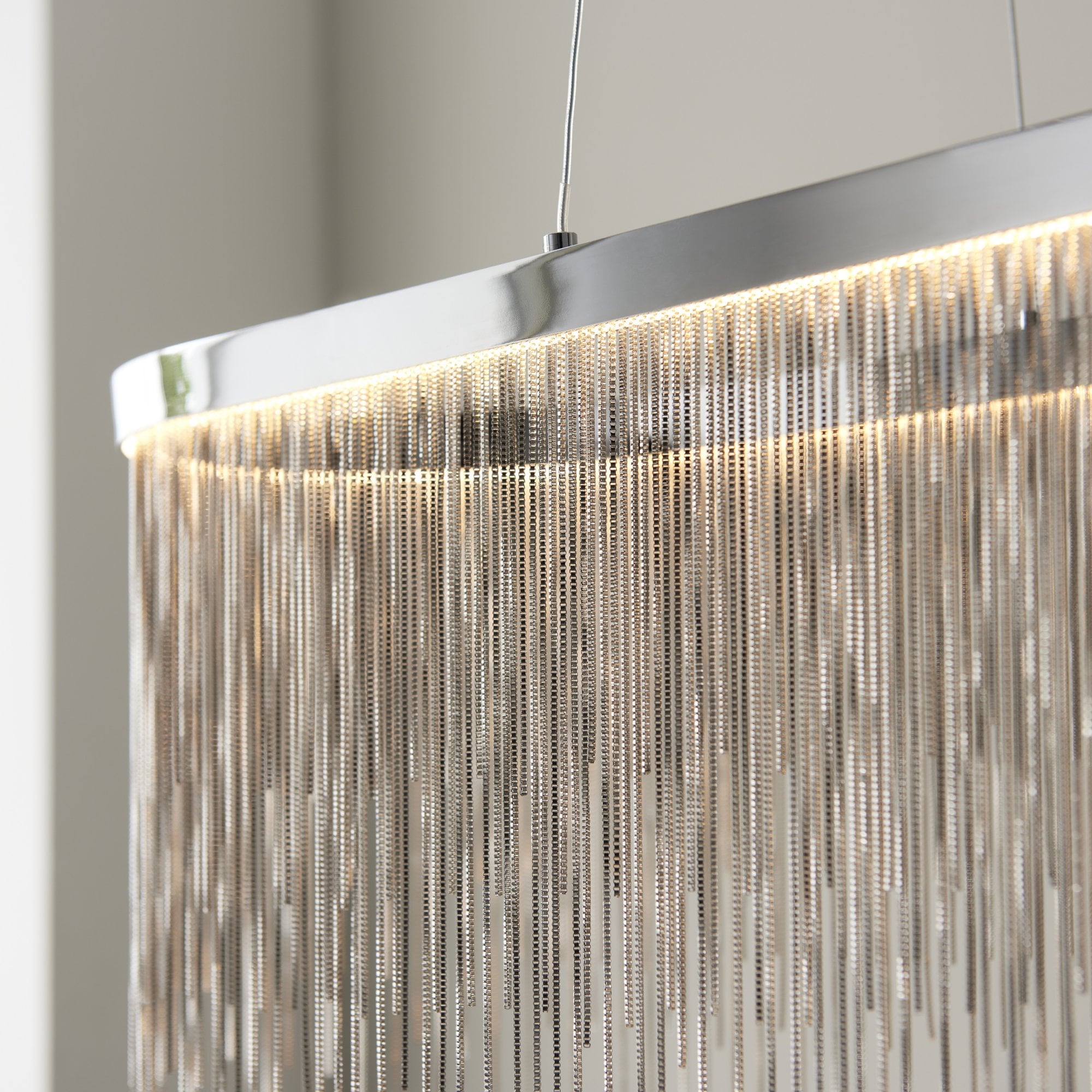 Endon Orphelia Single Light Oval Pendant - Chrome Plate & Silver Effect Chain