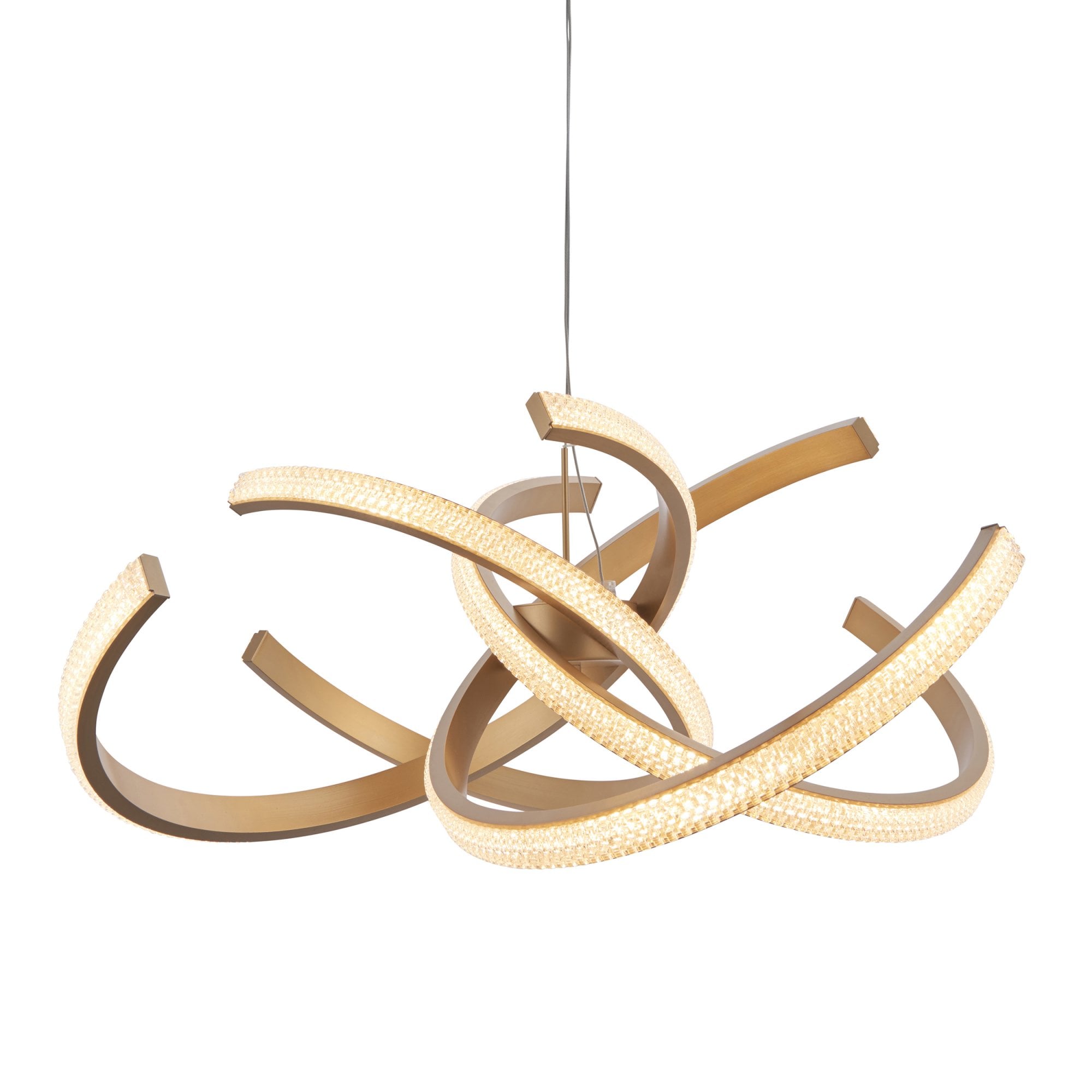 Endon Lorenzo 4 Light Pendant - Satin Gold Paint & Clear Acrylic