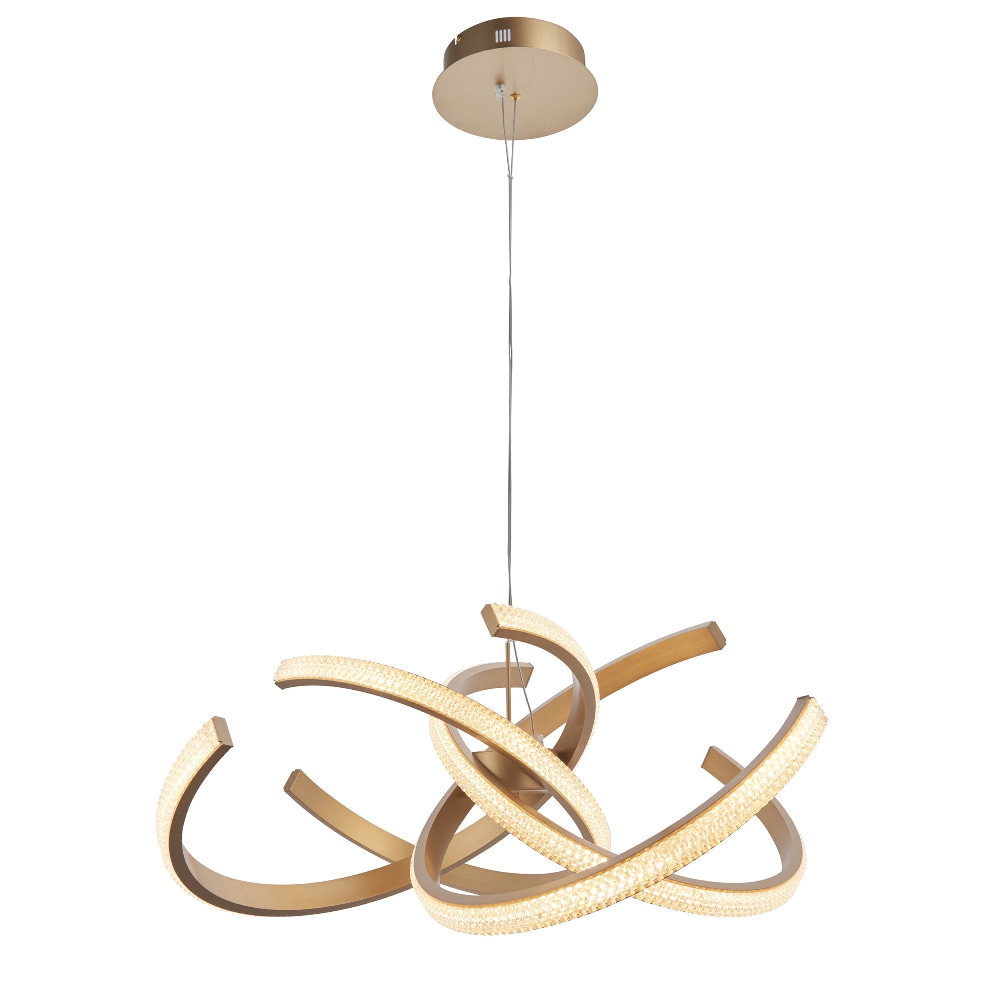 Endon Lorenzo 4 Light Pendant - Satin Gold Paint & Clear Acrylic