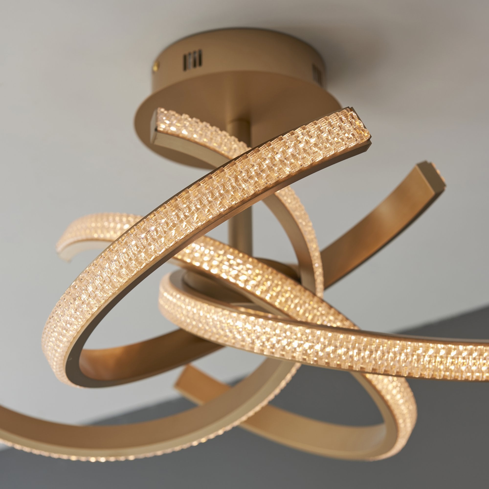 Endon Lorenzo 4 Light Semi Flush - Satin Gold Paint & Clear Acrylic