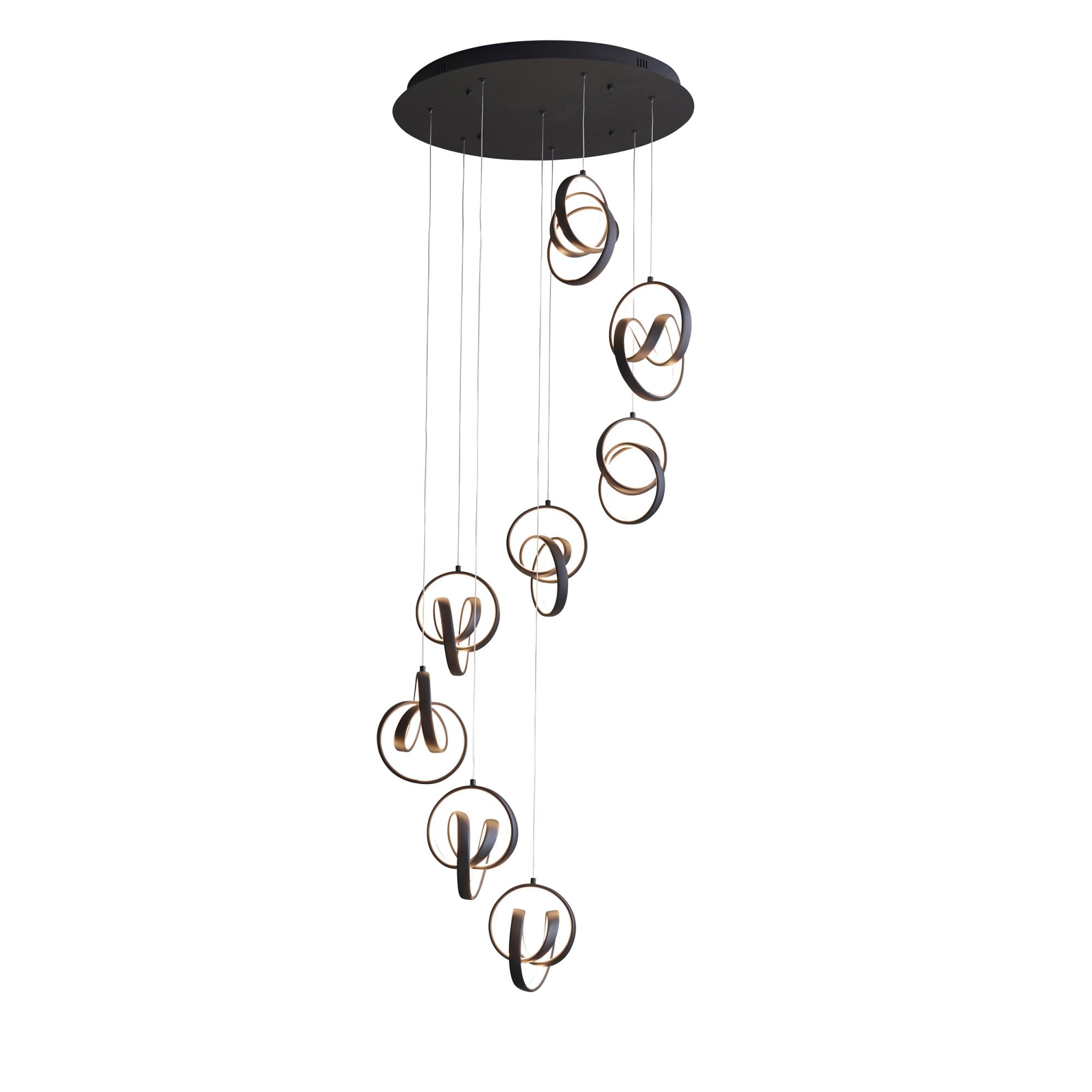 Endon Cosma 8 Light Pendant - Textured Black & White Silicone