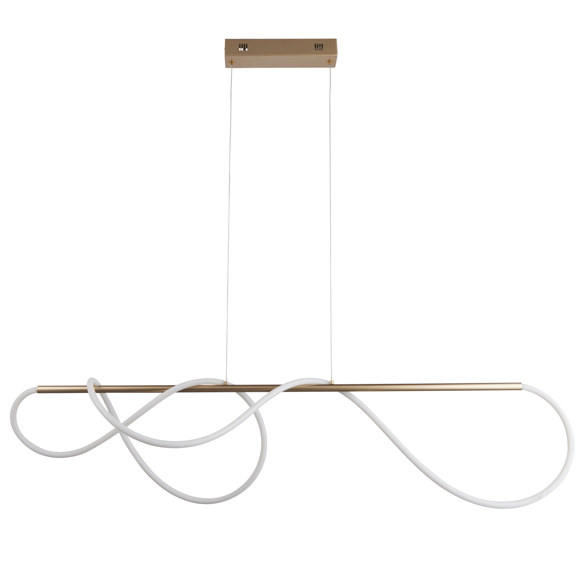 Endon Attalea Single Light Linear Pendant - Satin Gold Paint & White Silicone