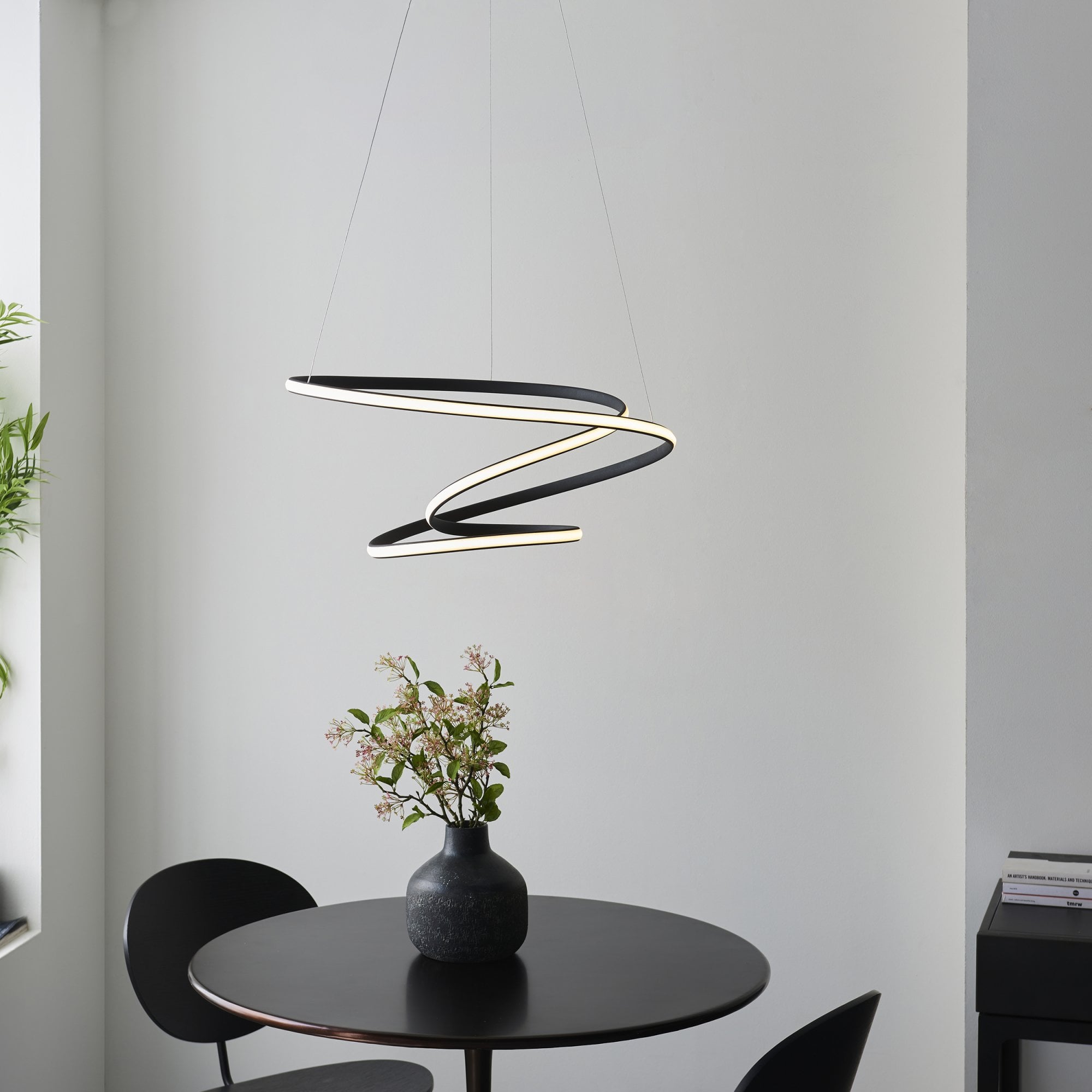 Endon Dune Single Light Pendant - Textured Black & White Silicone
