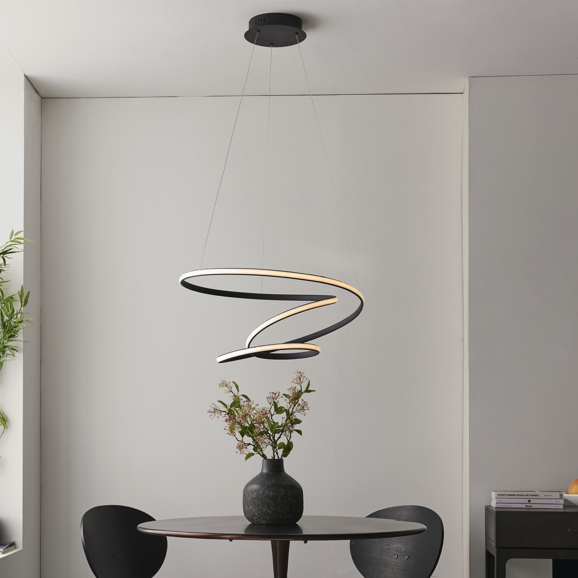 Endon Dune Single Light Pendant - Textured Black & White Silicone