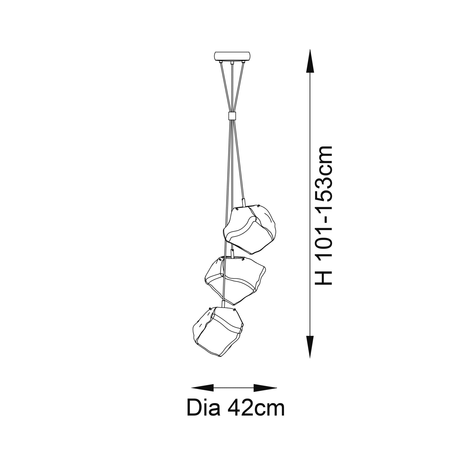 Endon Rock 3 Light Pendant - Bronze Metalliclic Glass & Chrome Plate