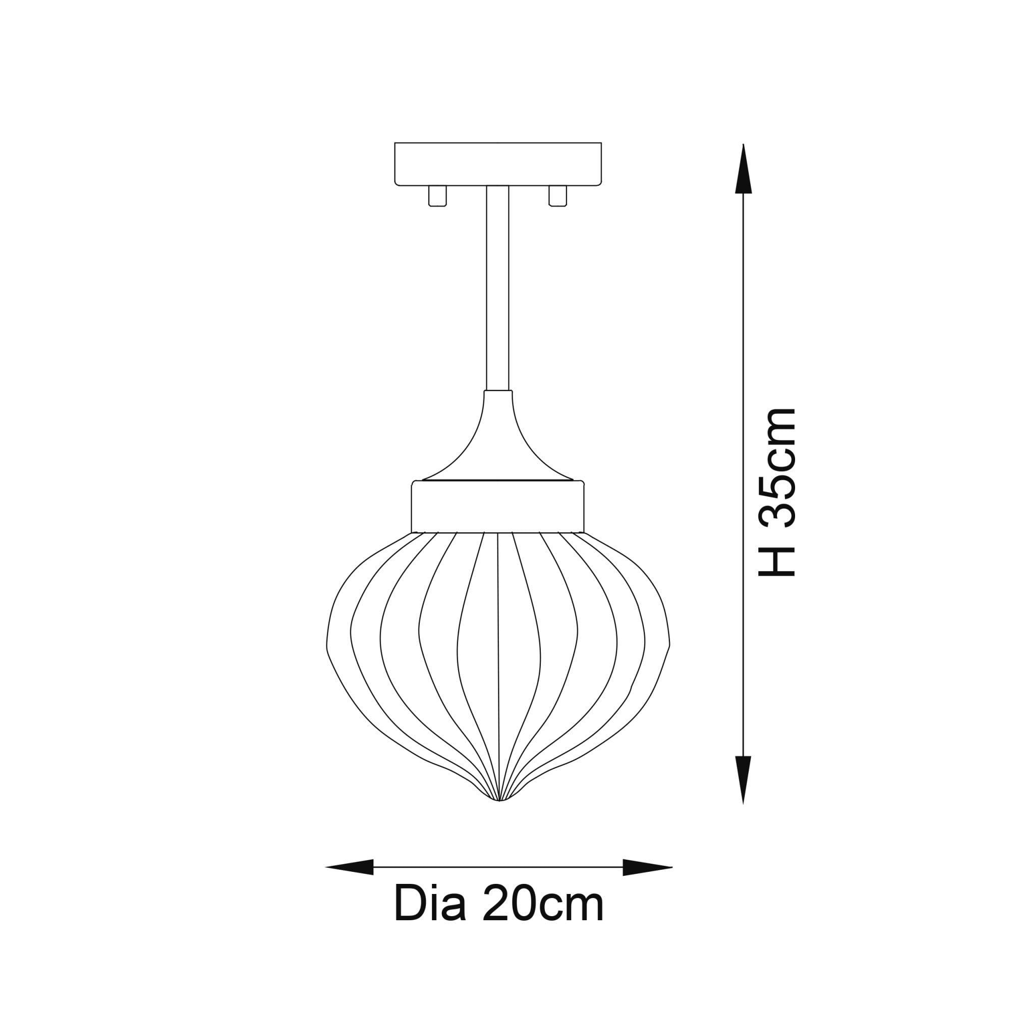 Endon Addington Single Light Semi Flush - Antique Brass Plate & Clear Ribbed Glass