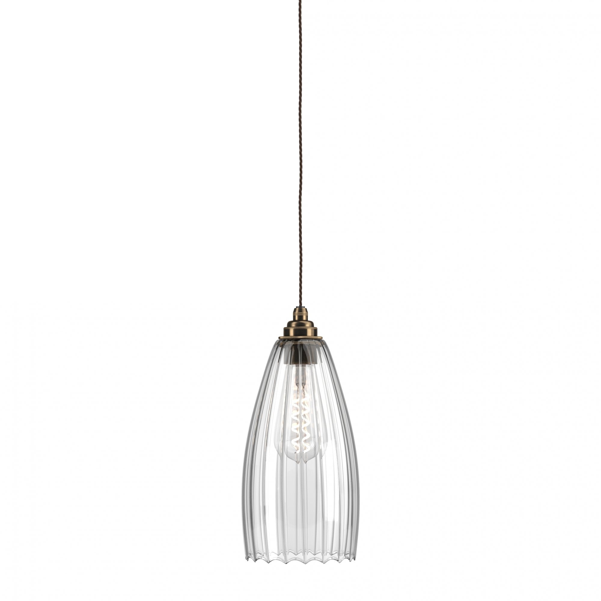 Fritz Fryer Upton Ribbed Glass Pendant Light - Large (Various Colour Options)
