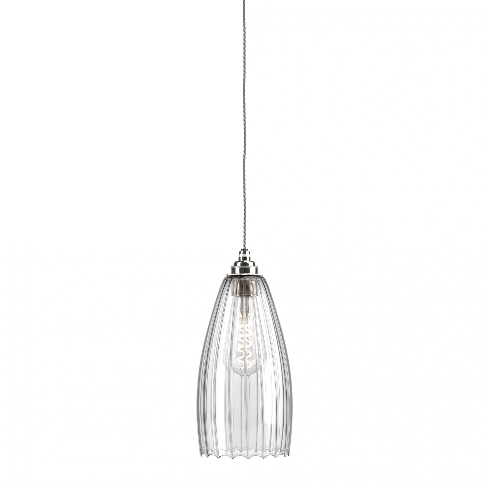 Fritz Fryer Upton Ribbed Glass Pendant Light - Large (Various Colour Options)