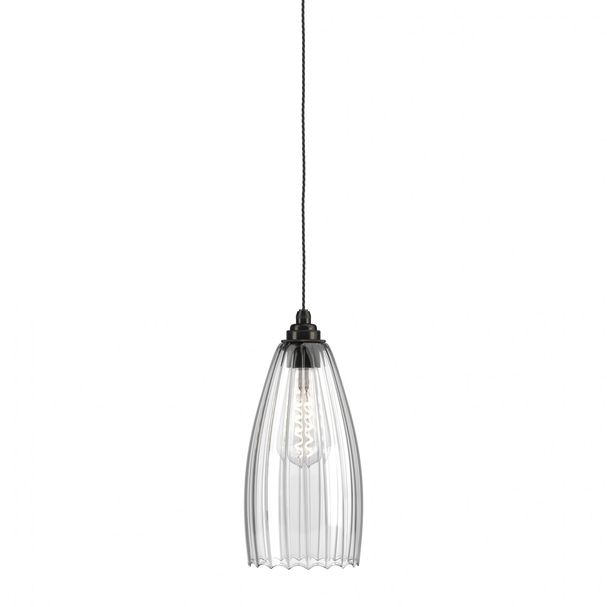 Fritz Fryer Upton Ribbed Glass Pendant Light - Large (Various Colour Options)