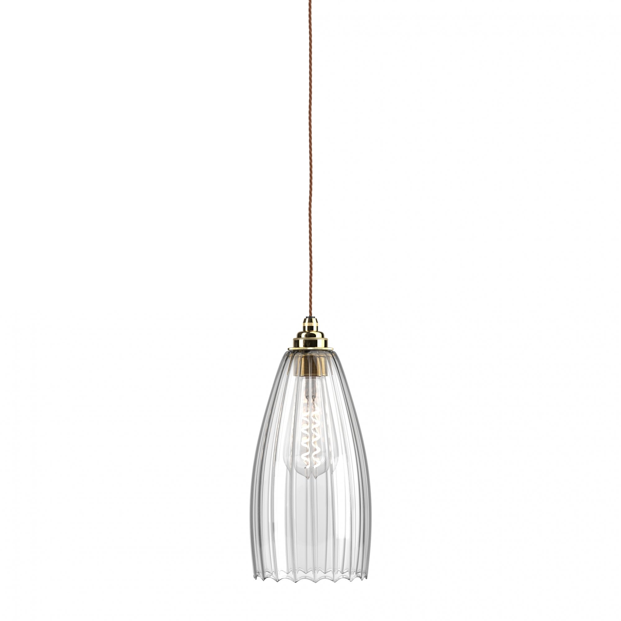 Fritz Fryer Upton Ribbed Glass Pendant Light - Large (Various Colour Options)
