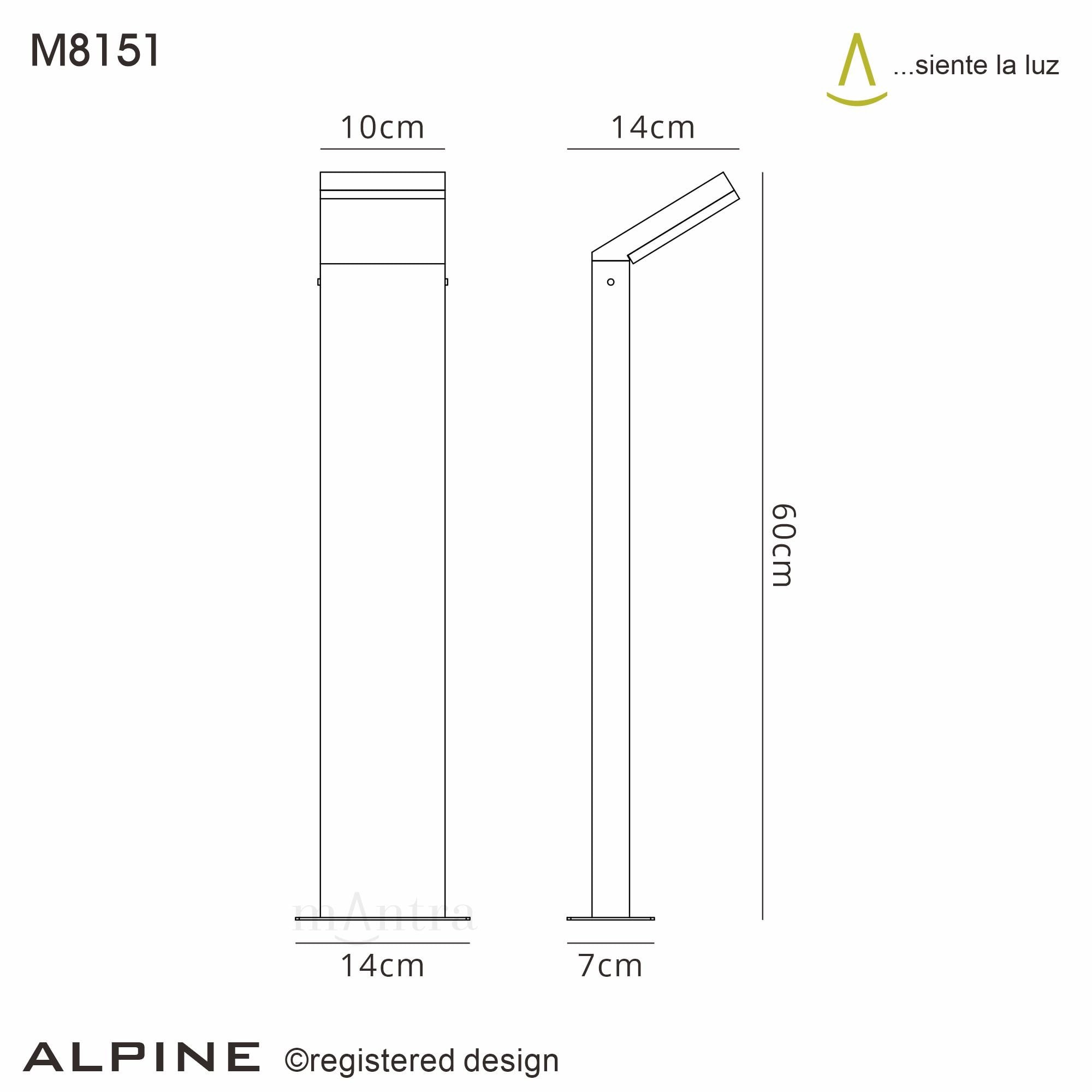 Mantra Alpine 12W LED Bollard IP65, 3000K - Anthracite