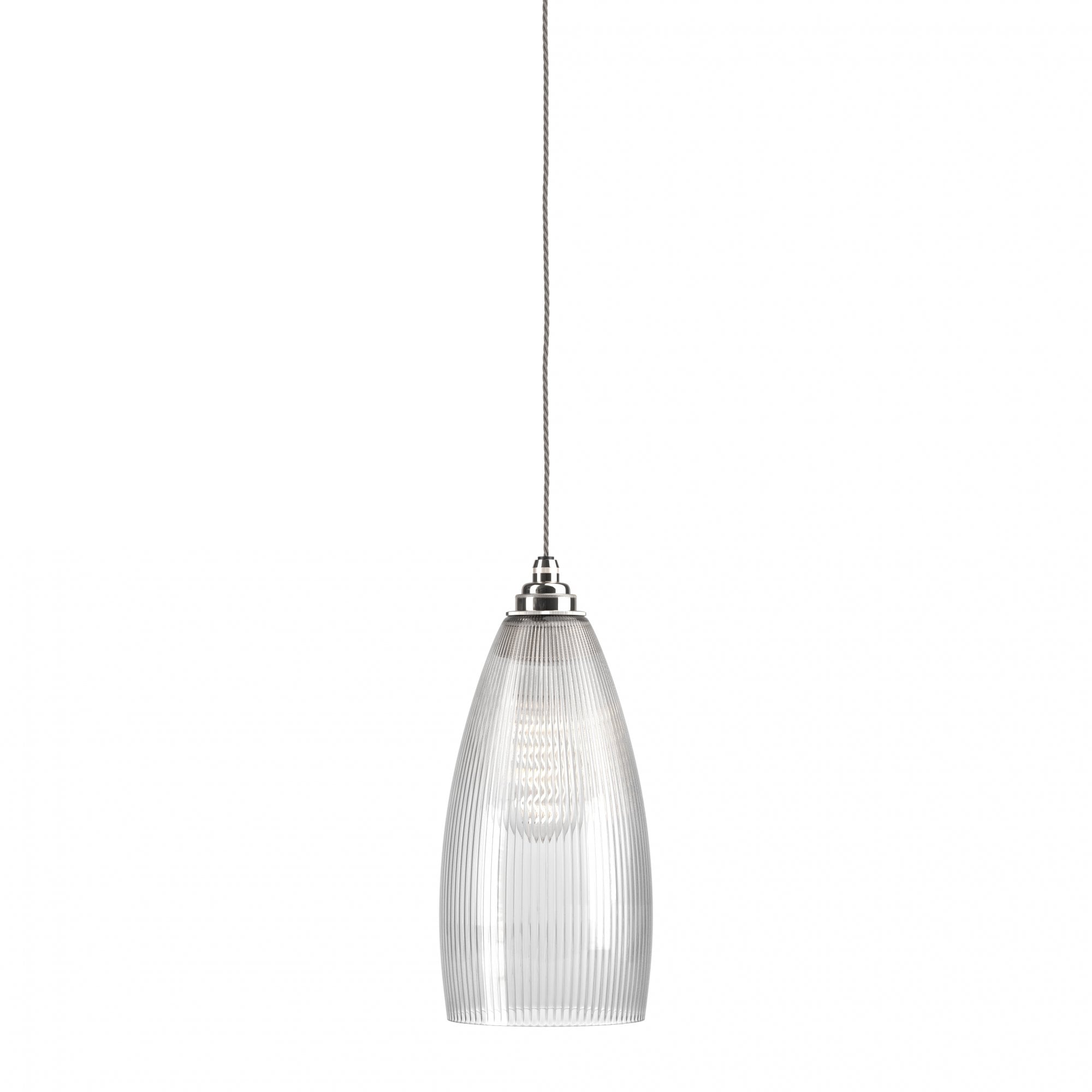 Fritz Fryer Upton Skinny Ribbed Glass Pendant Light - Medium (Various Colour Options)
