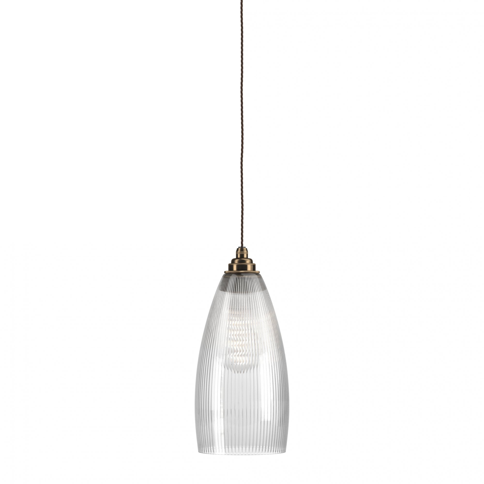 Fritz Fryer Upton Skinny Ribbed Glass Pendant Light - Medium (Various Colour Options)
