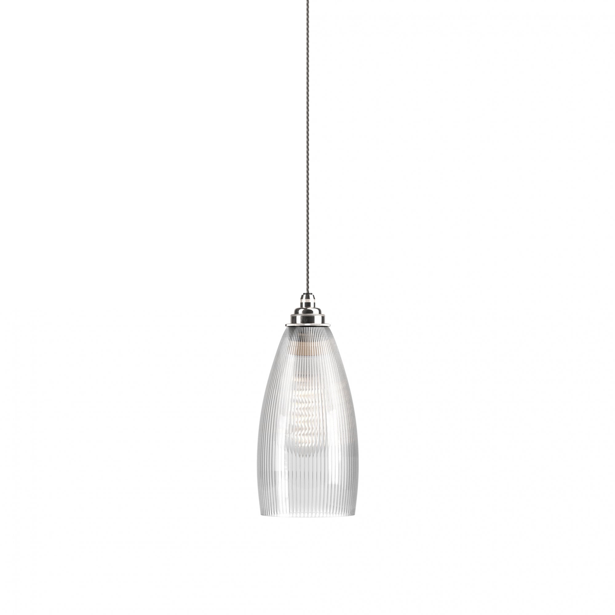 Fritz Fryer Upton Skinny Ribbed Glass Pendant Light - Large (Various Colour Options)