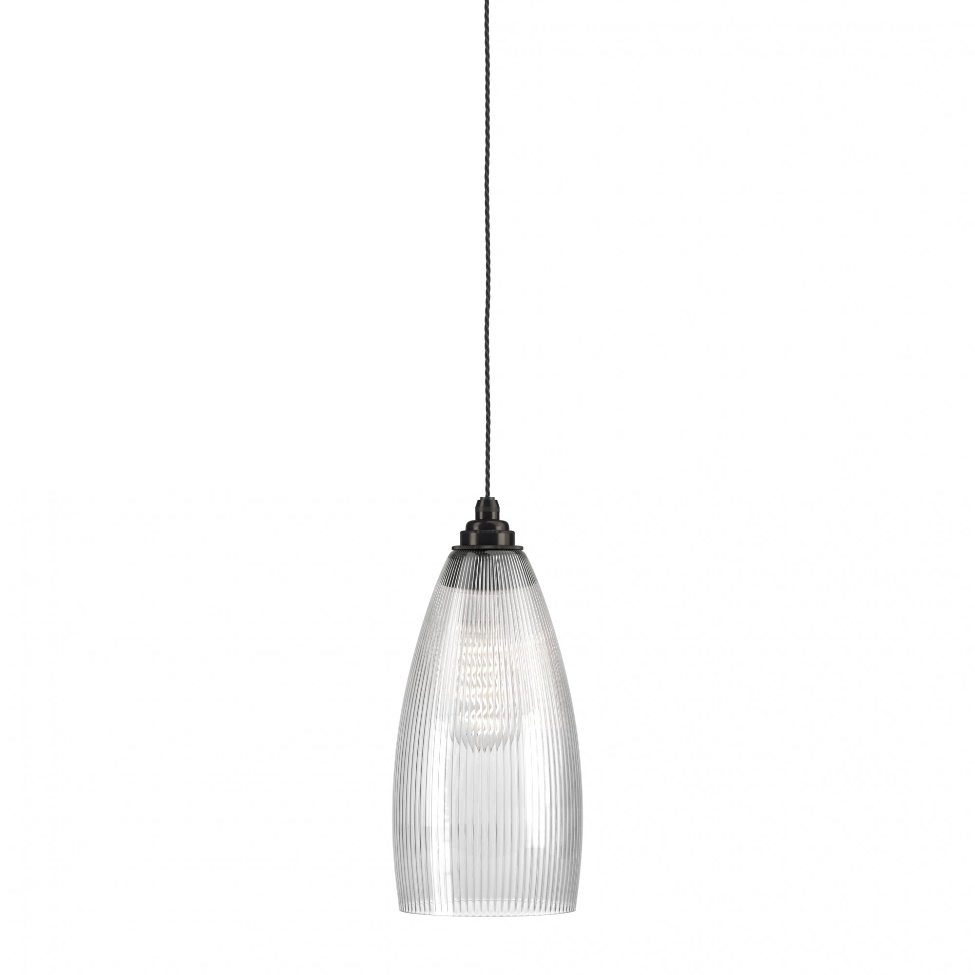 Fritz Fryer Upton Skinny Ribbed Glass Pendant Light - Large (Various Colour Options)