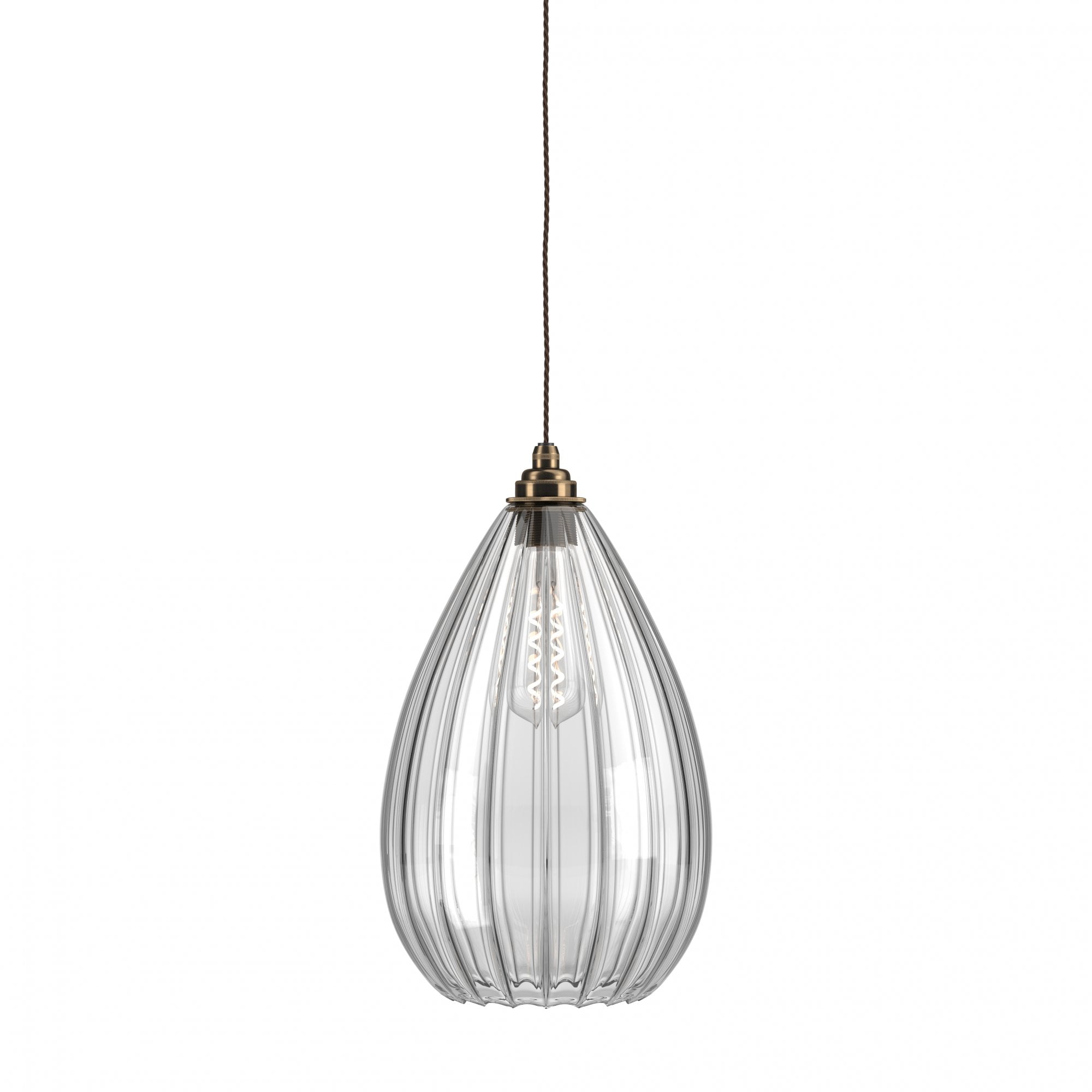 Fritz Fryer Wellington Ribbed Glass Pendant Light - XL (Various Colour Options)