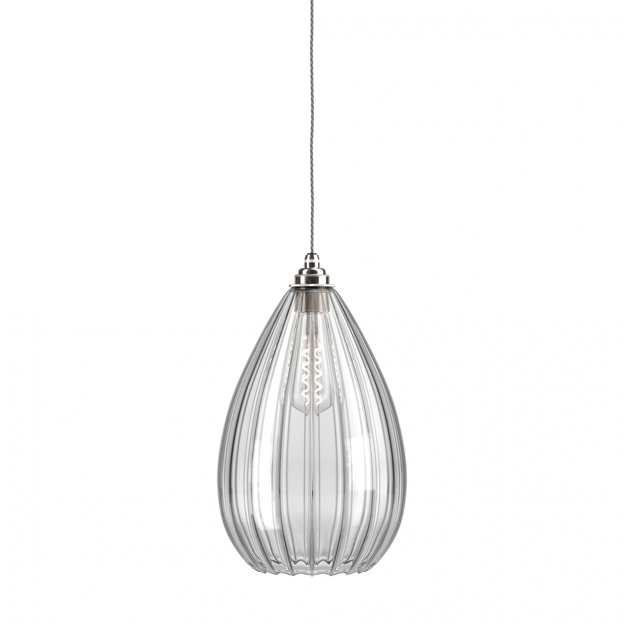 Fritz Fryer Wellington Ribbed Glass Pendant Light - XL (Various Colour Options)