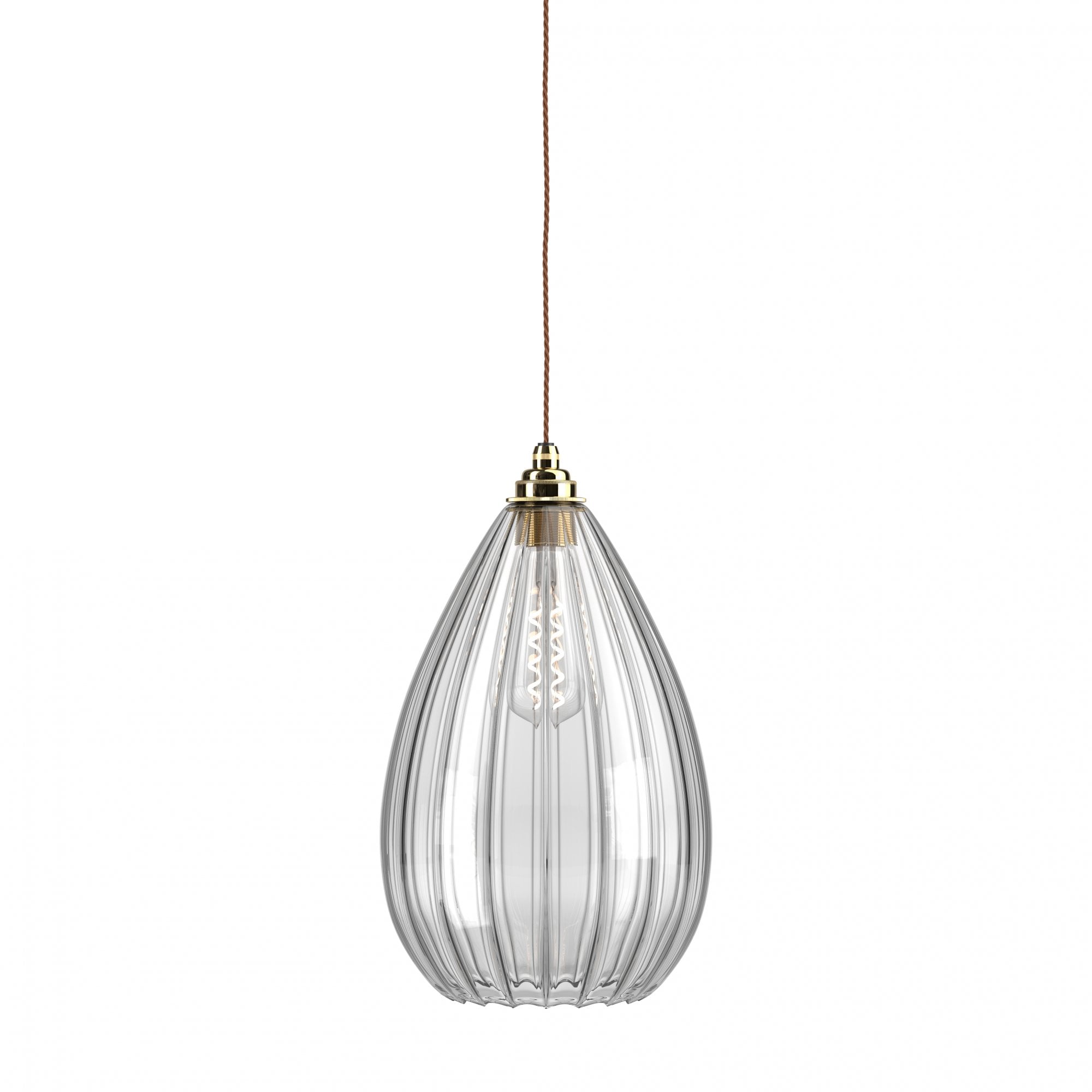 Fritz Fryer Wellington Ribbed Glass Pendant Light - XL (Various Colour Options)