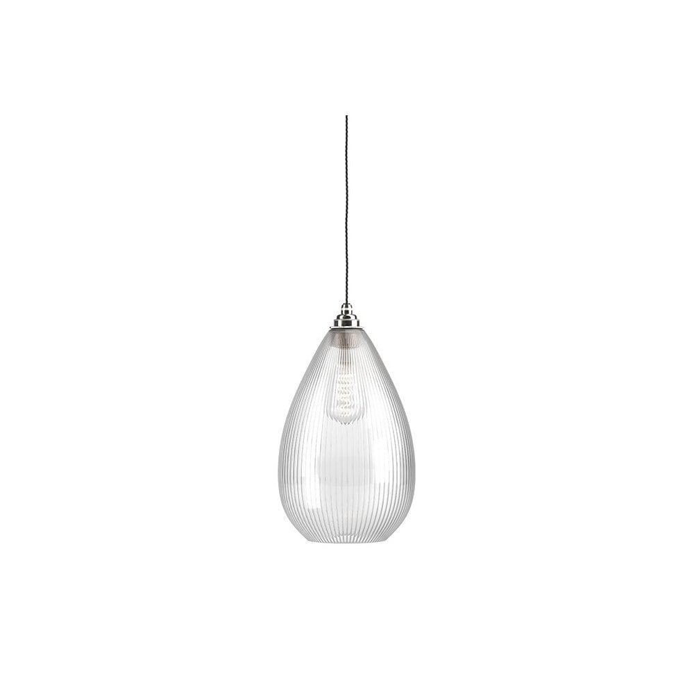 Fritz Fryer Wellington Skinny Ribbed Glass Pendant Light - XL (Various Colour Options)