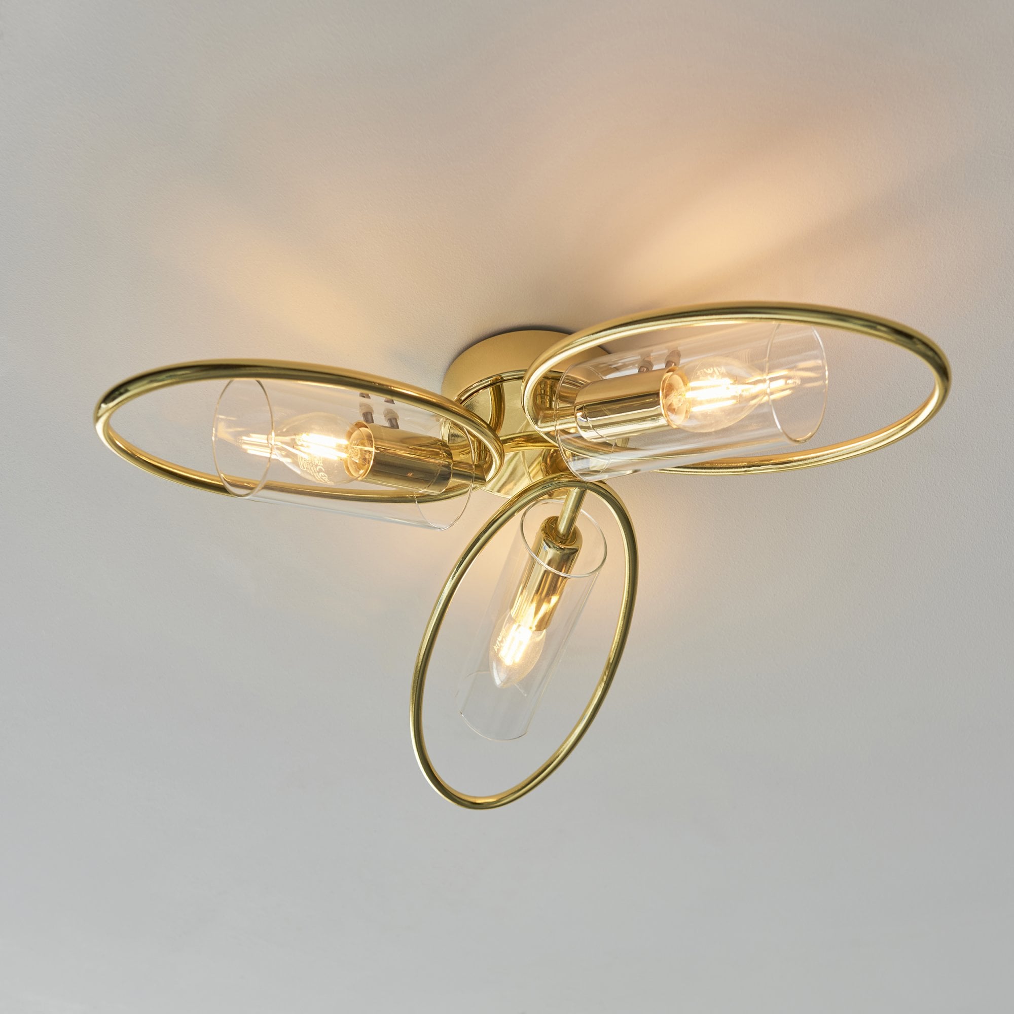 Endon Amari 3 Light Semi Flush - Polished Brass