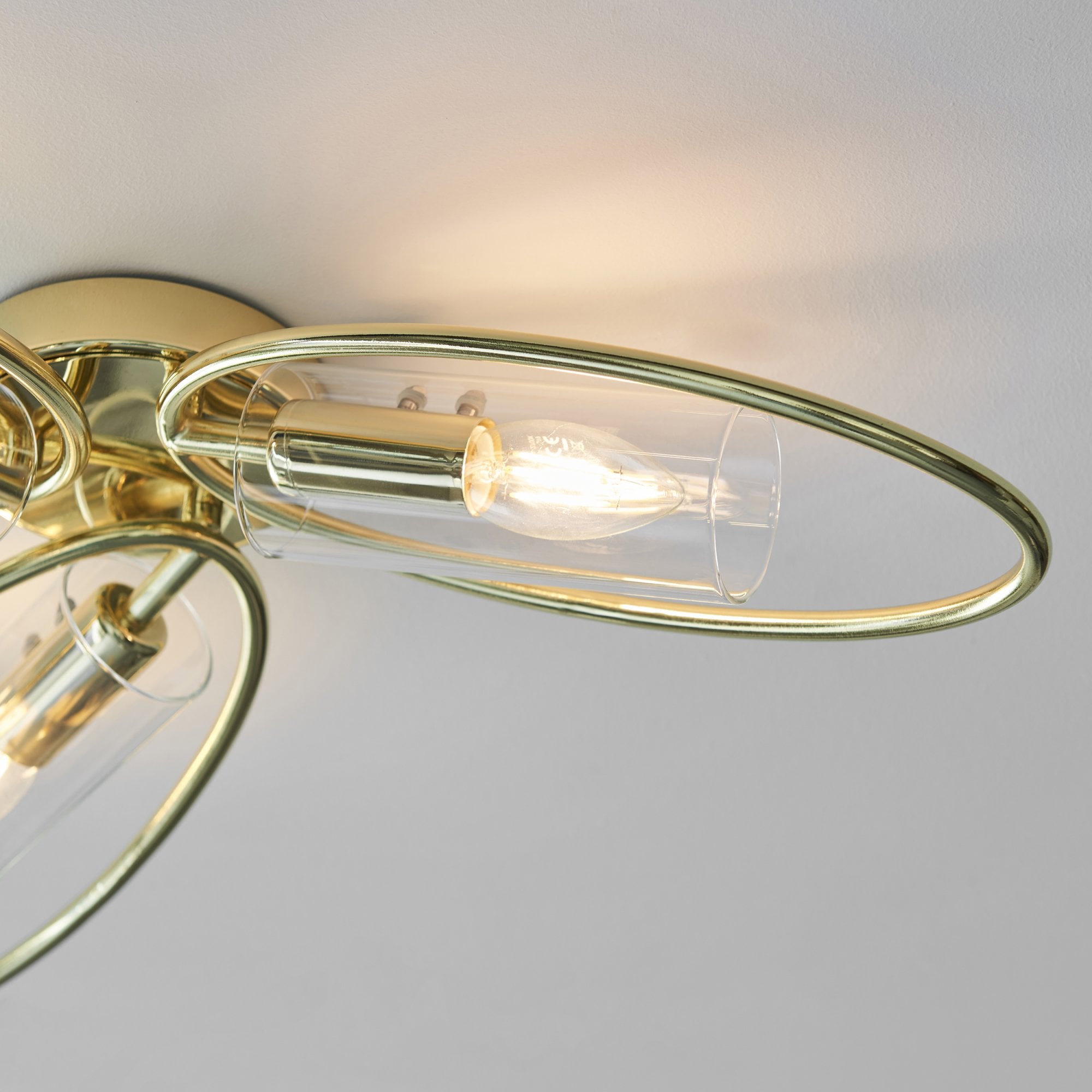 Endon Amari 3 Light Semi Flush - Polished Brass