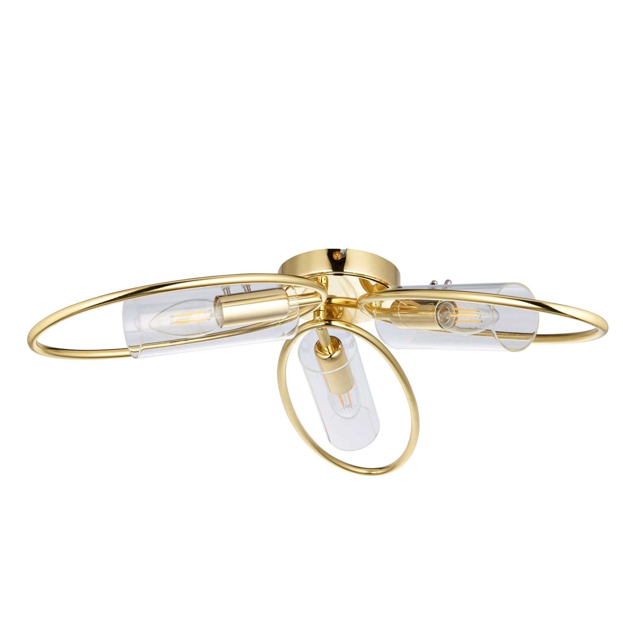 Endon Amari 3 Light Semi Flush - Polished Brass