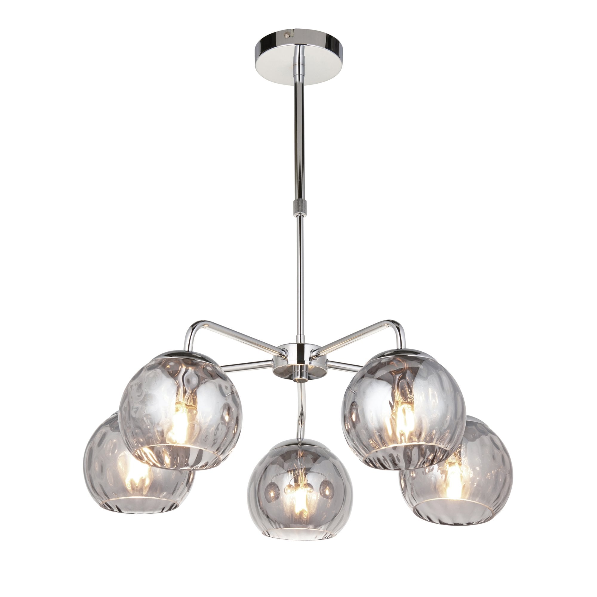 Endon Dimple 5 Light Pendant - Smoked Glass & Polished Chrome