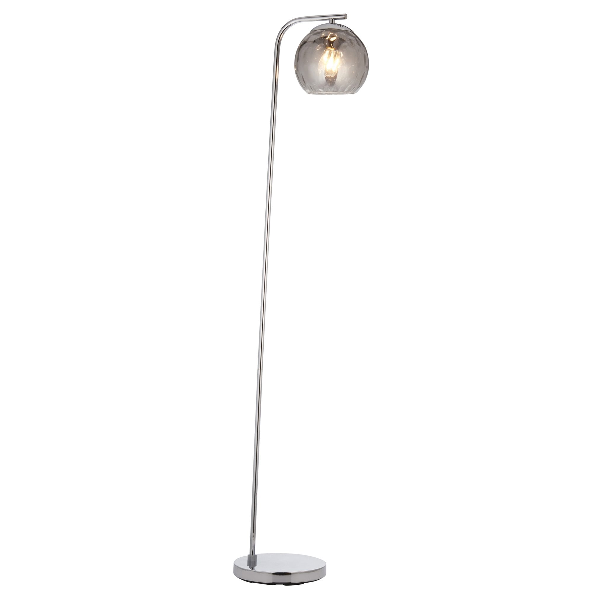 Endon Dimple Single Floor Lamp - Smoked Glass & Polished Chrome