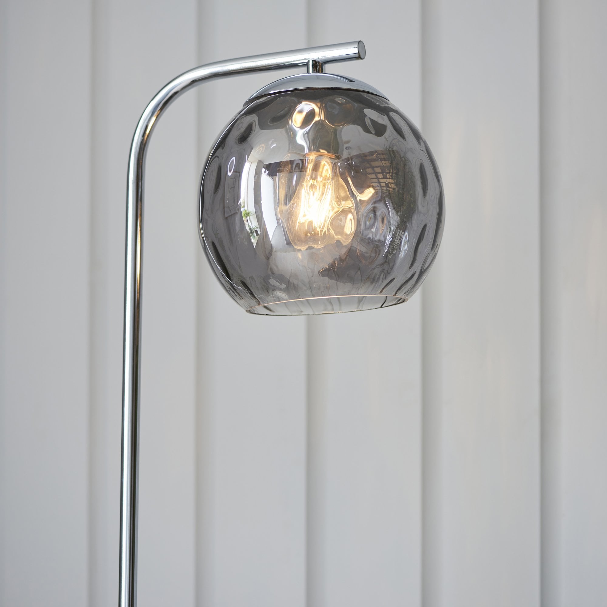 Endon Dimple Single Floor Lamp - Smoked Glass & Polished Chrome