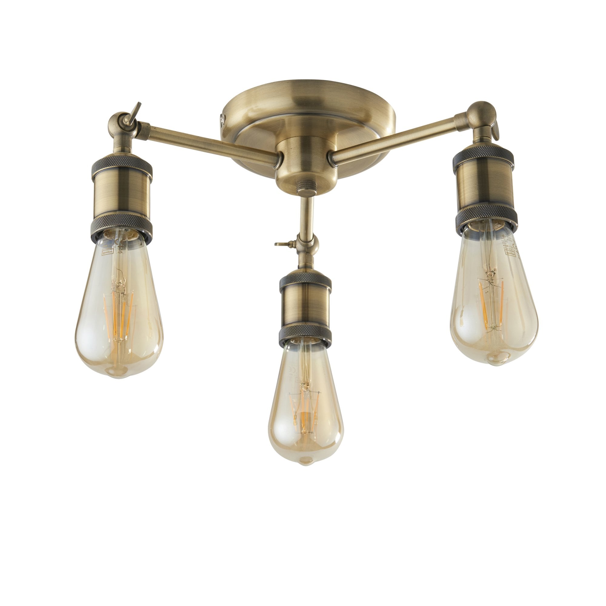 Endon Hal 3 Light Semi Flush - Antique Brass