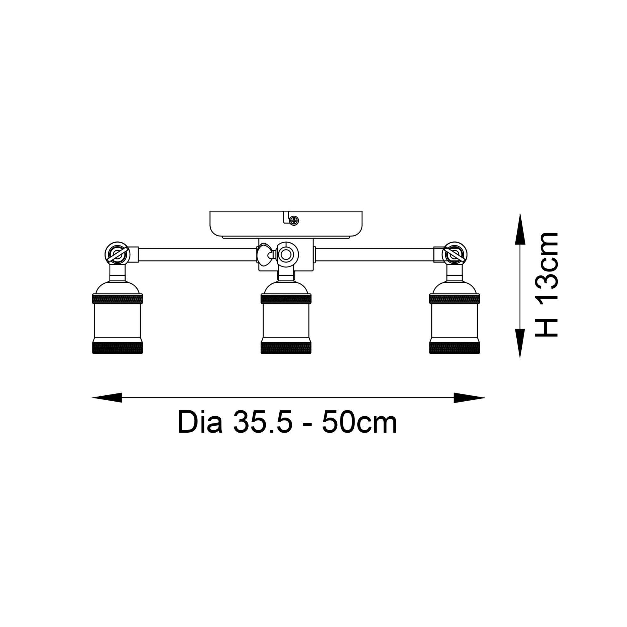 Endon Hal 3 Light Semi Flush - Antique Brass