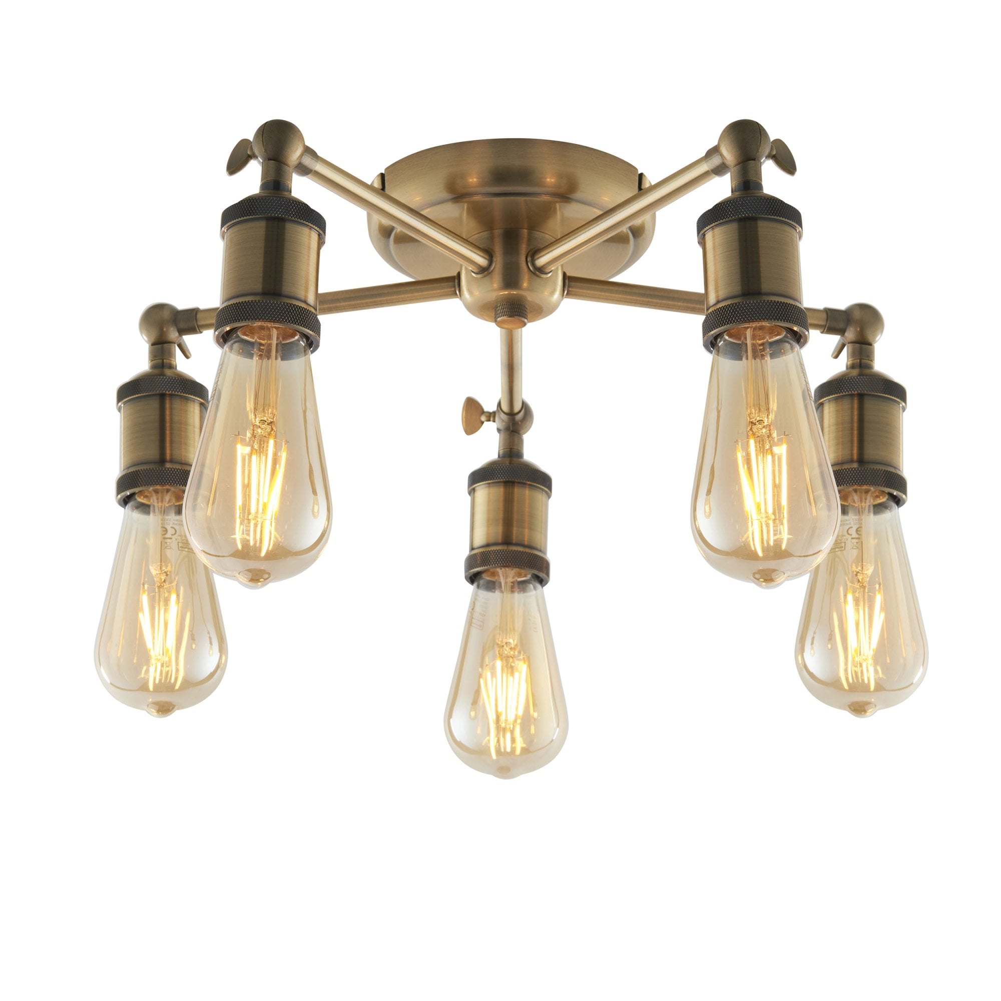 Endon Hal 5 Light Semi Flush - Antique Brass