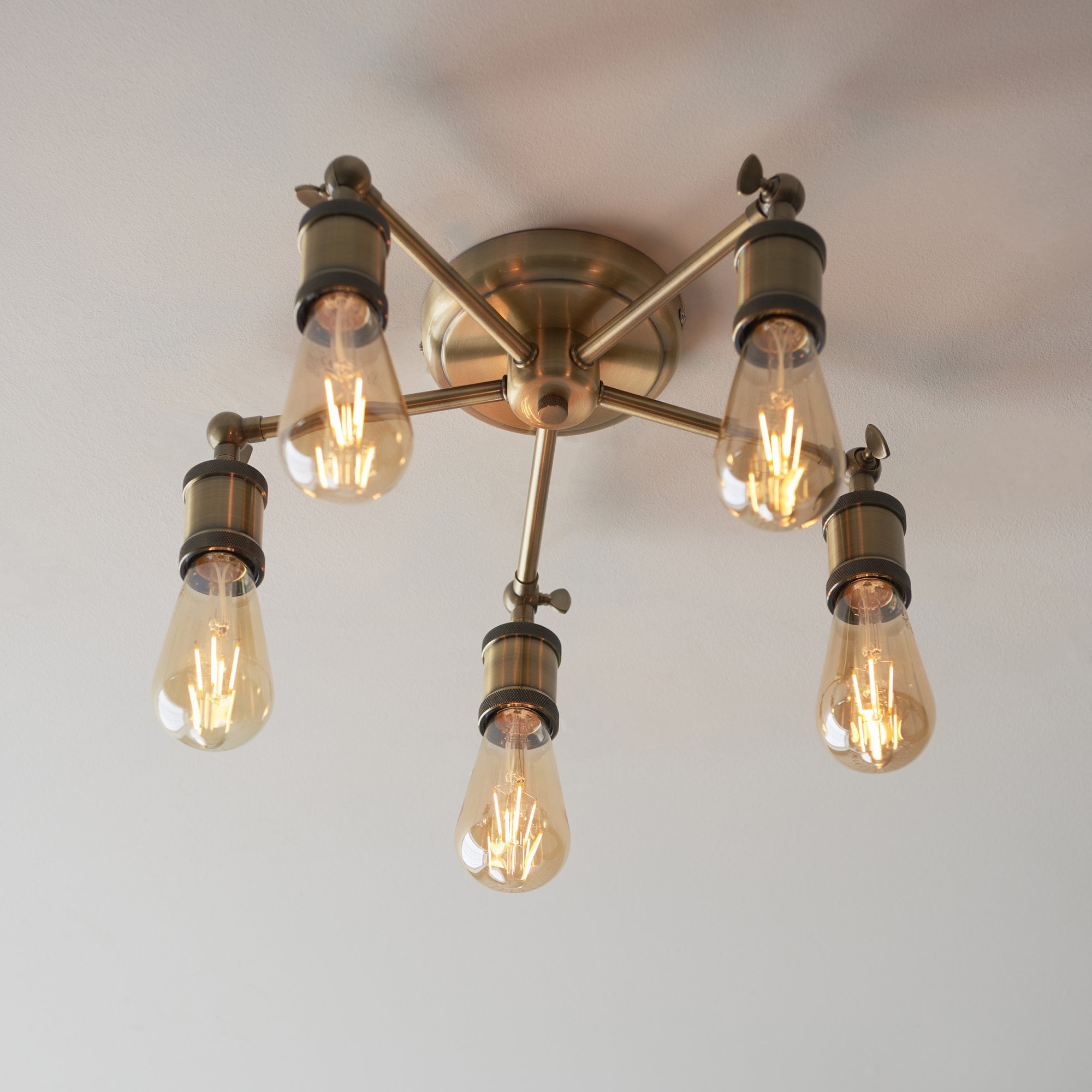 Endon Hal 5 Light Semi Flush - Antique Brass