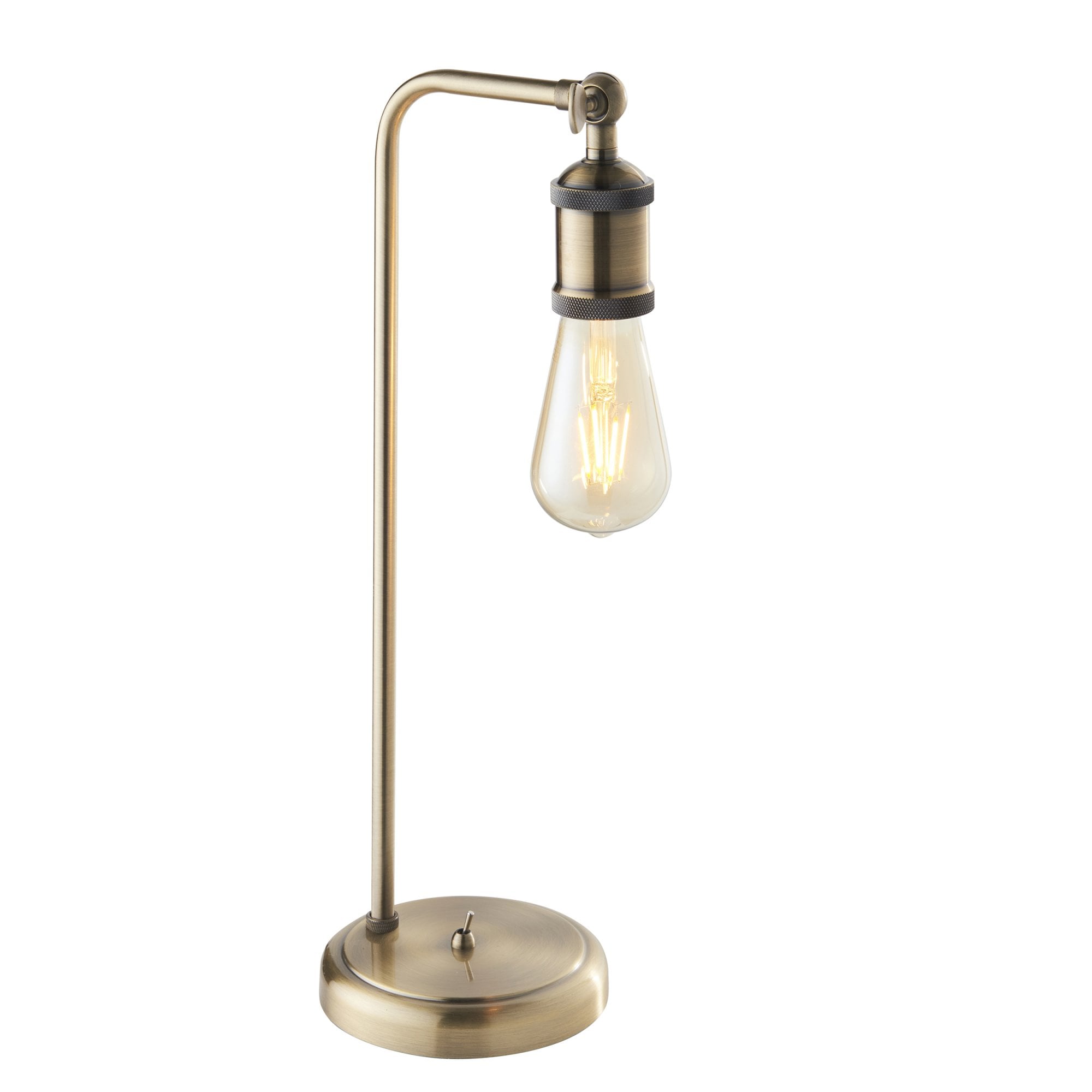 Endon Hal Single Light Arm Table Lamp - Antique Brass