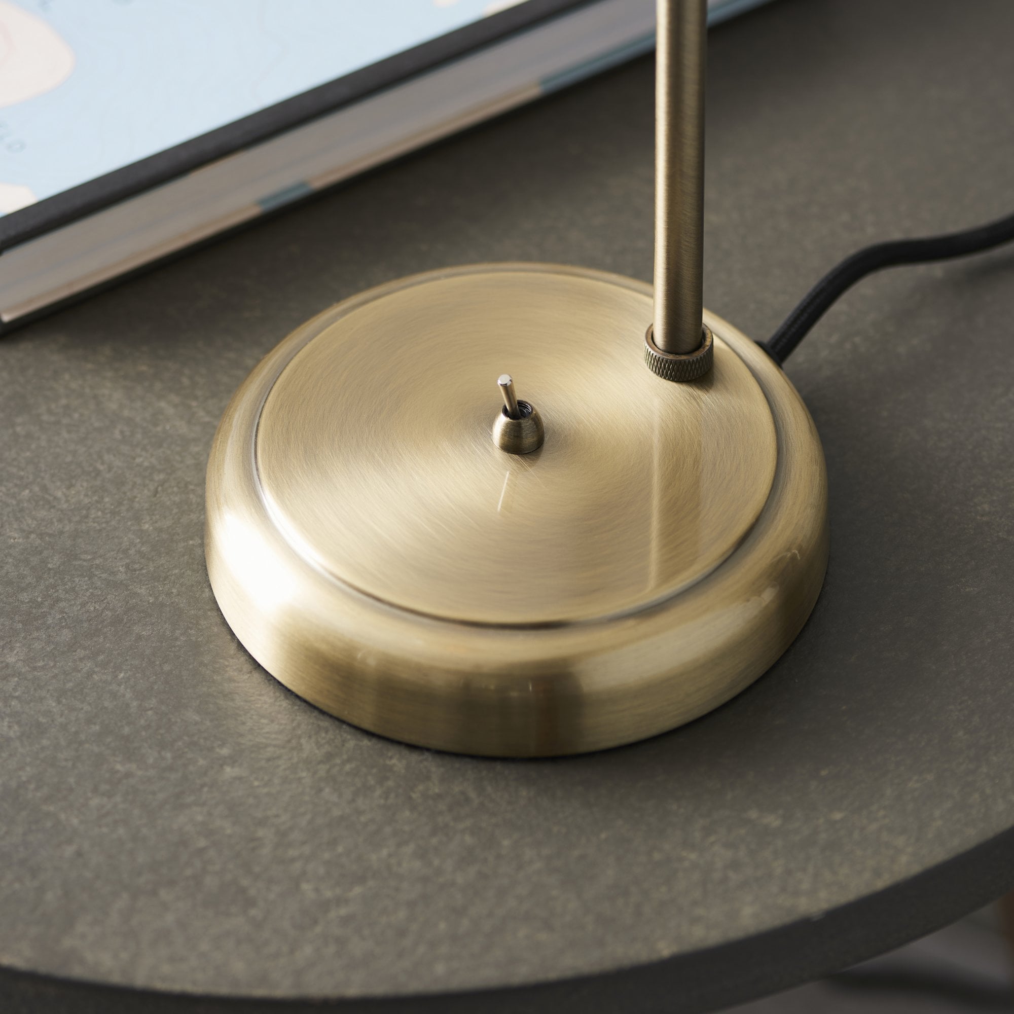 Endon Hal Single Light Arm Table Lamp - Antique Brass