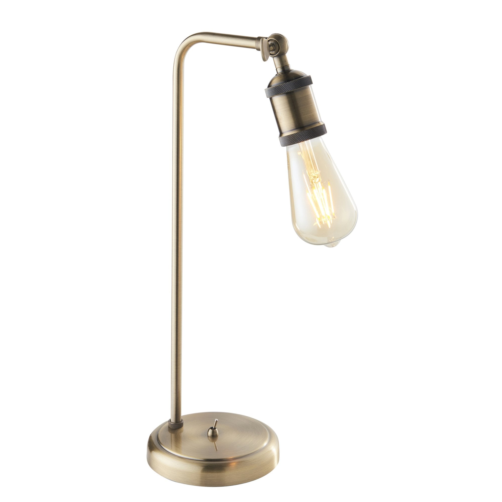 Endon Hal Single Light Arm Table Lamp - Antique Brass