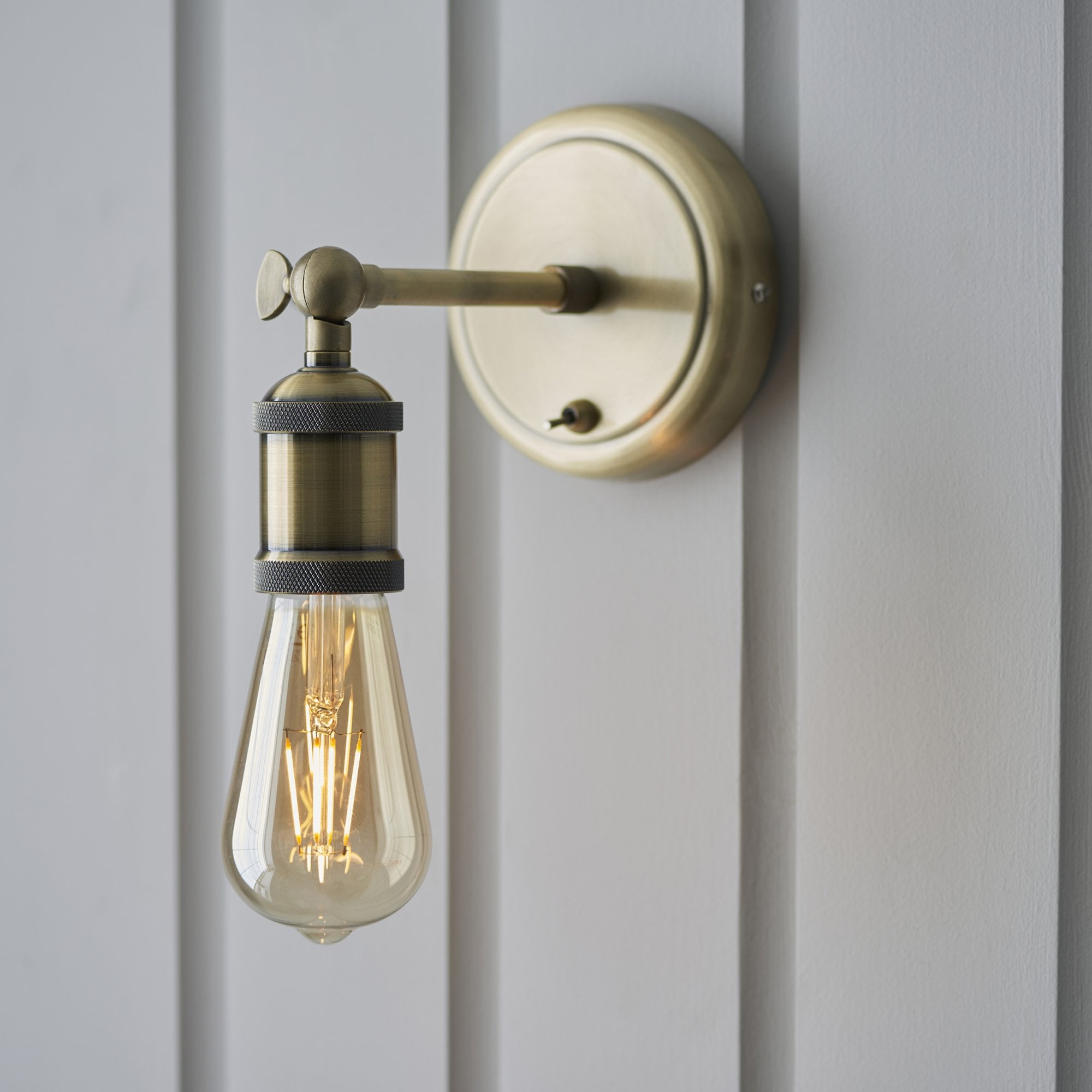 Endon Hal Single Wall Light - Antique Brass