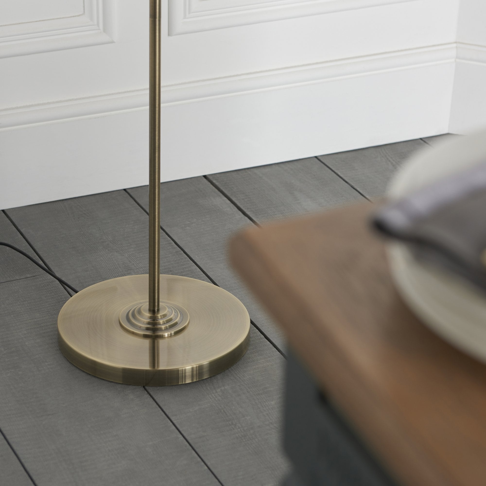 Endon Highclere 3 Light Floor Lamp - Antique Brass & Vintage White