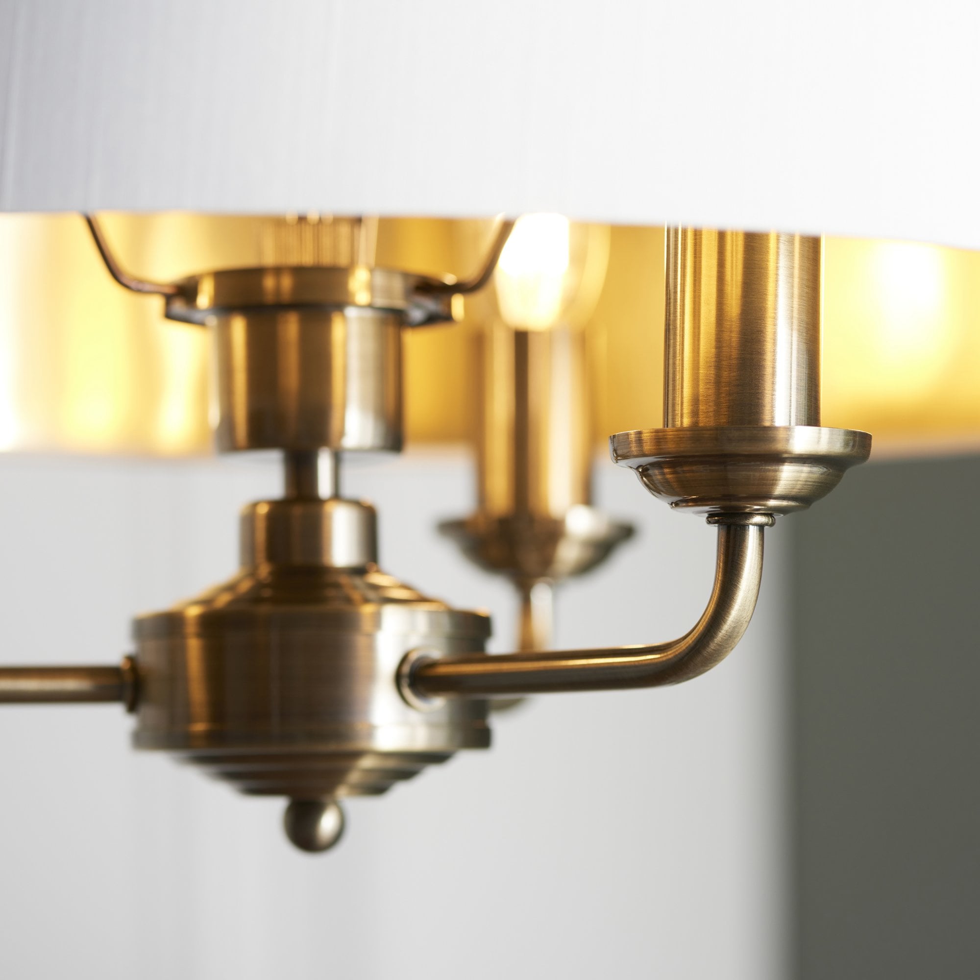 Endon Highclere 3 Light Pendant - Antique Brass & Vintage White