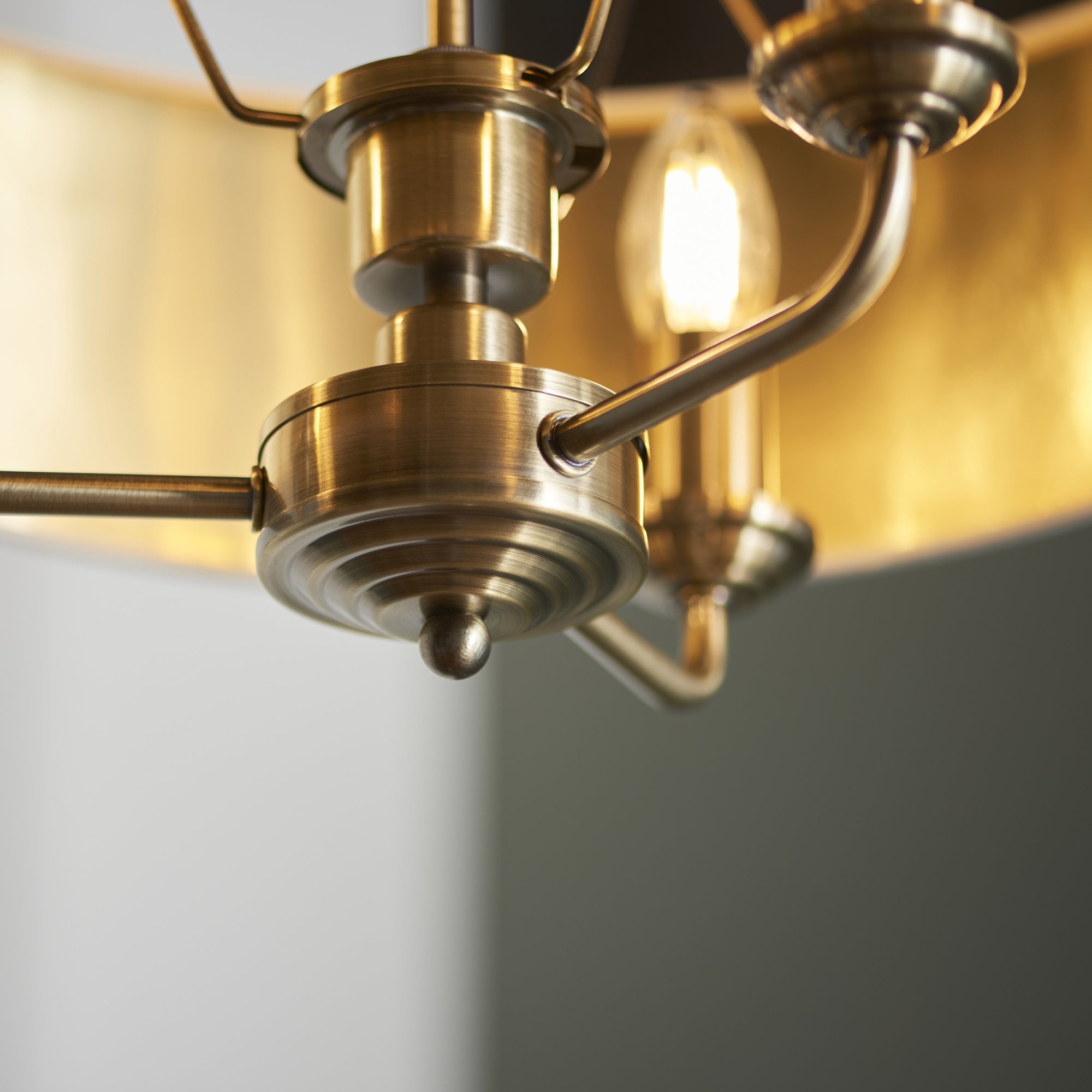 Endon Highclere 3 Light Pendant - Antique Brass & Vintage White