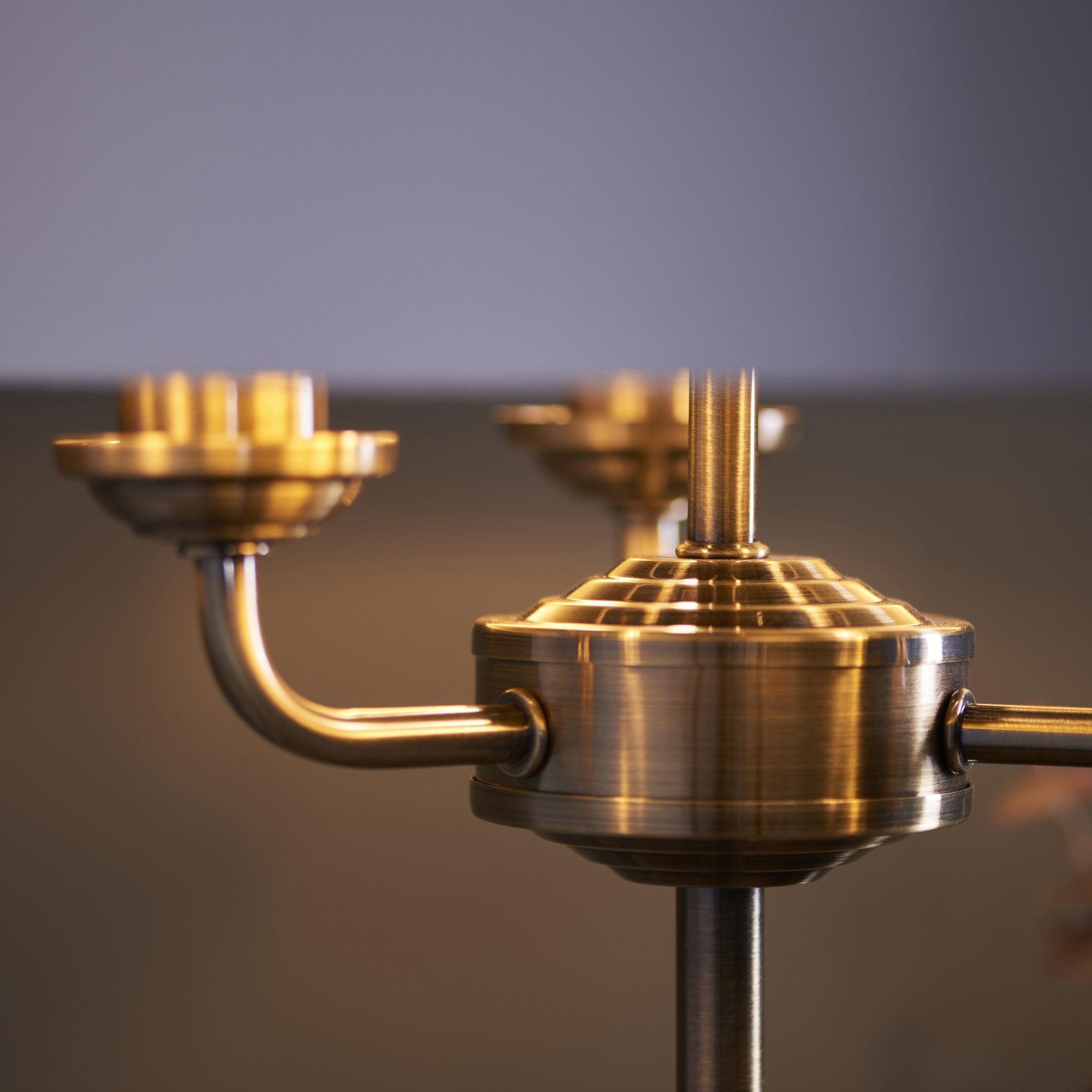 Endon Highclere 3 Light Table Lamp - Antique Brass & Vintage White