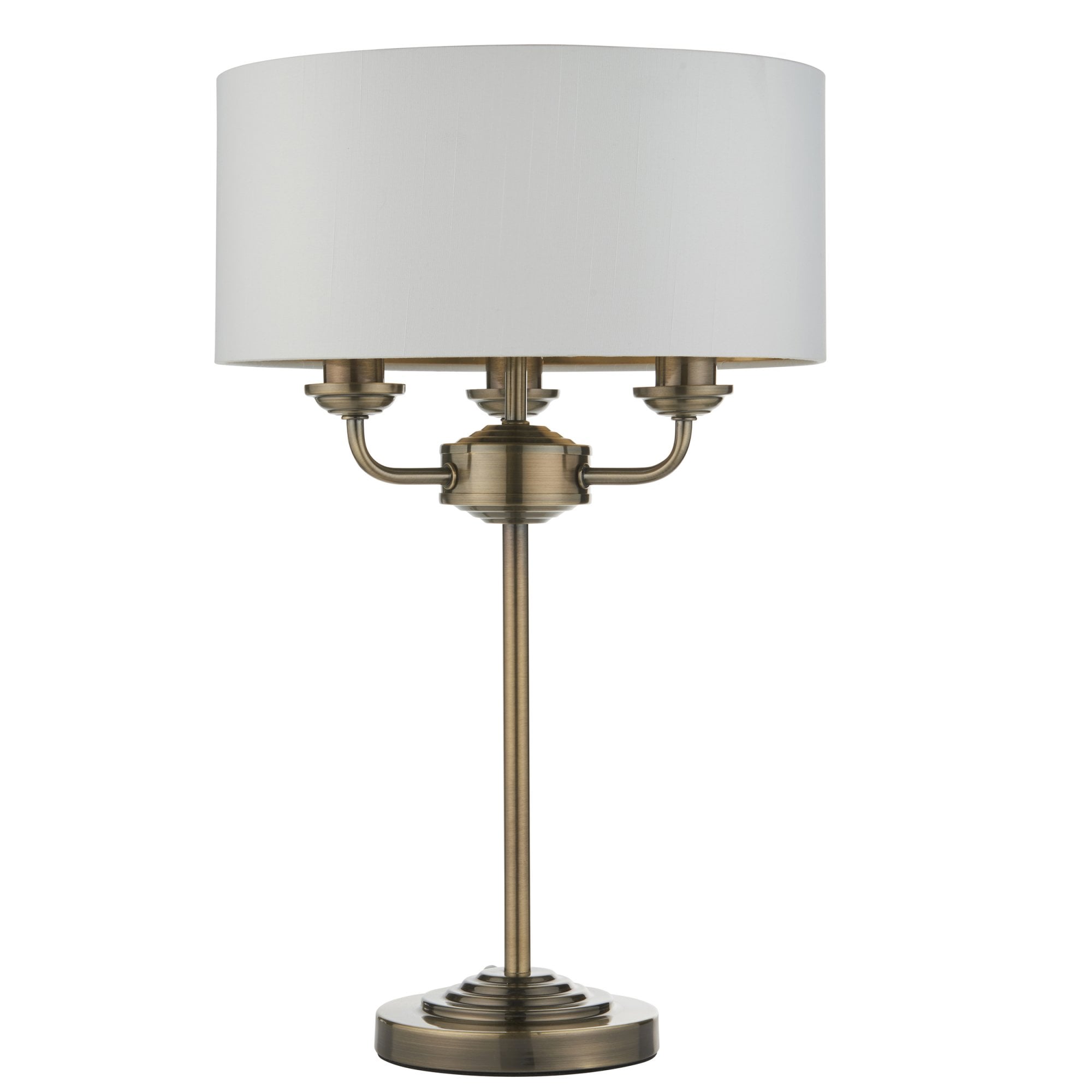 Endon Highclere 3 Light Table Lamp - Antique Brass & Vintage White