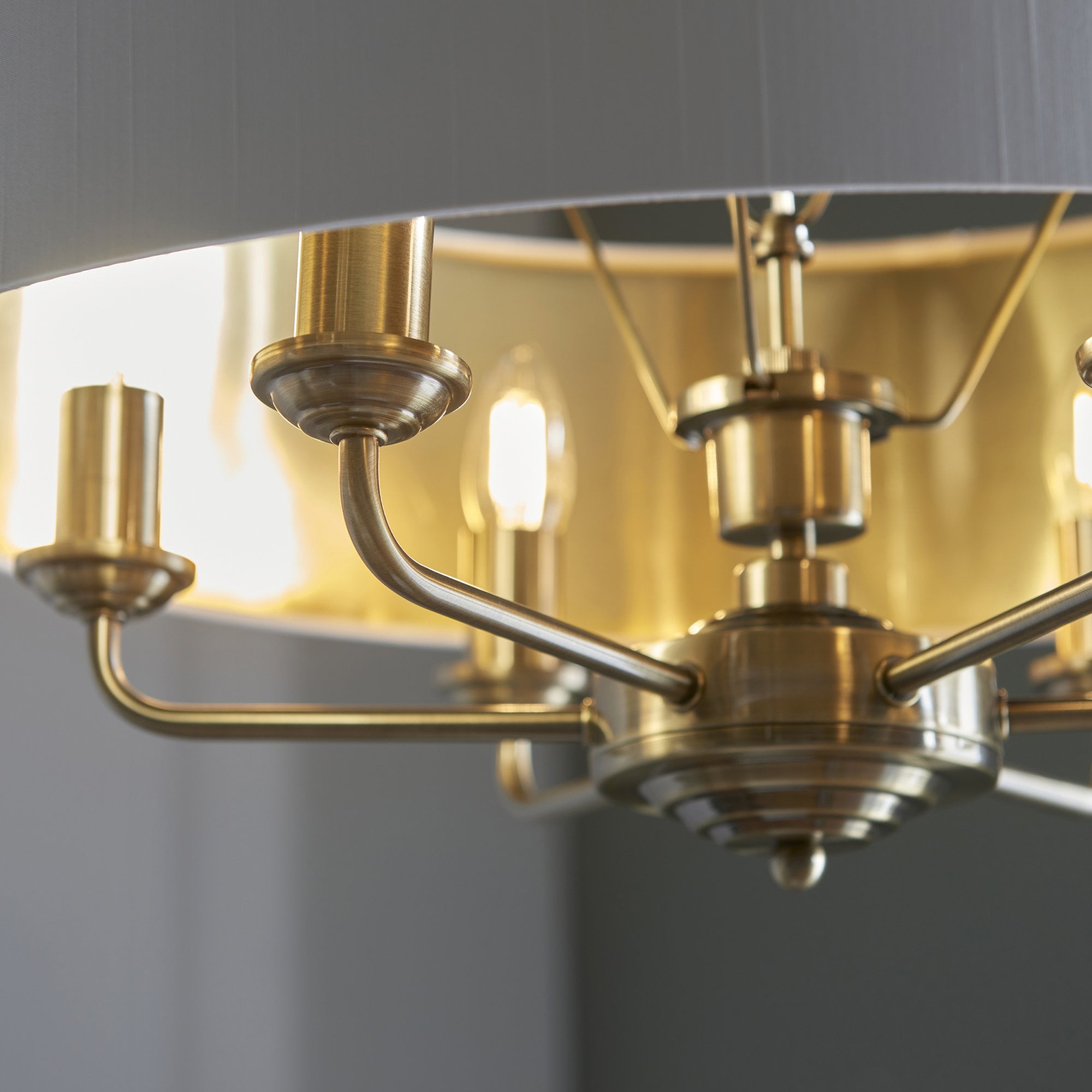 Endon Highclere 6 Light Pendant - Antique Brass & Vintage White