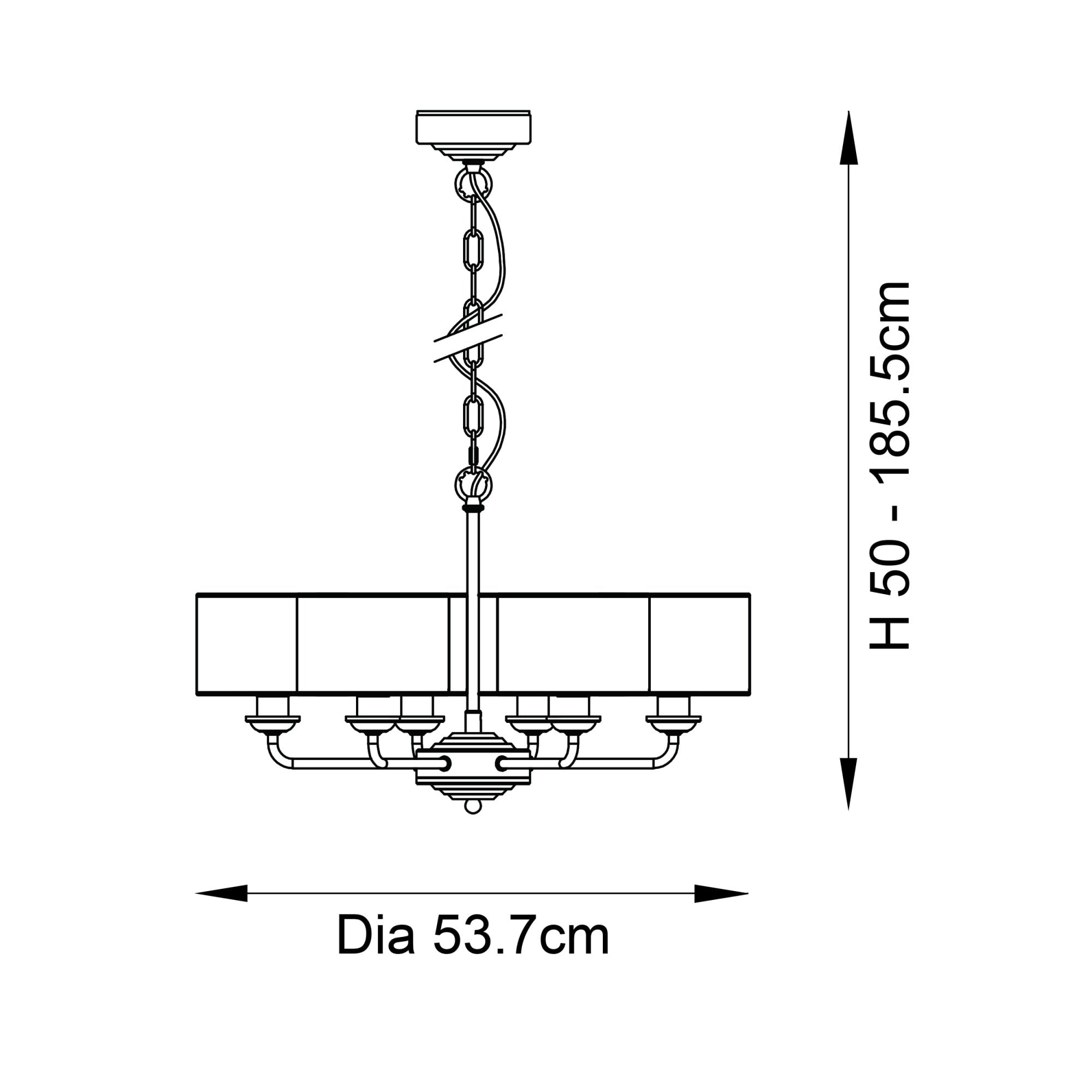 Endon Highclere 6 Light Arm Pendant - Antique Brass & Vintage White