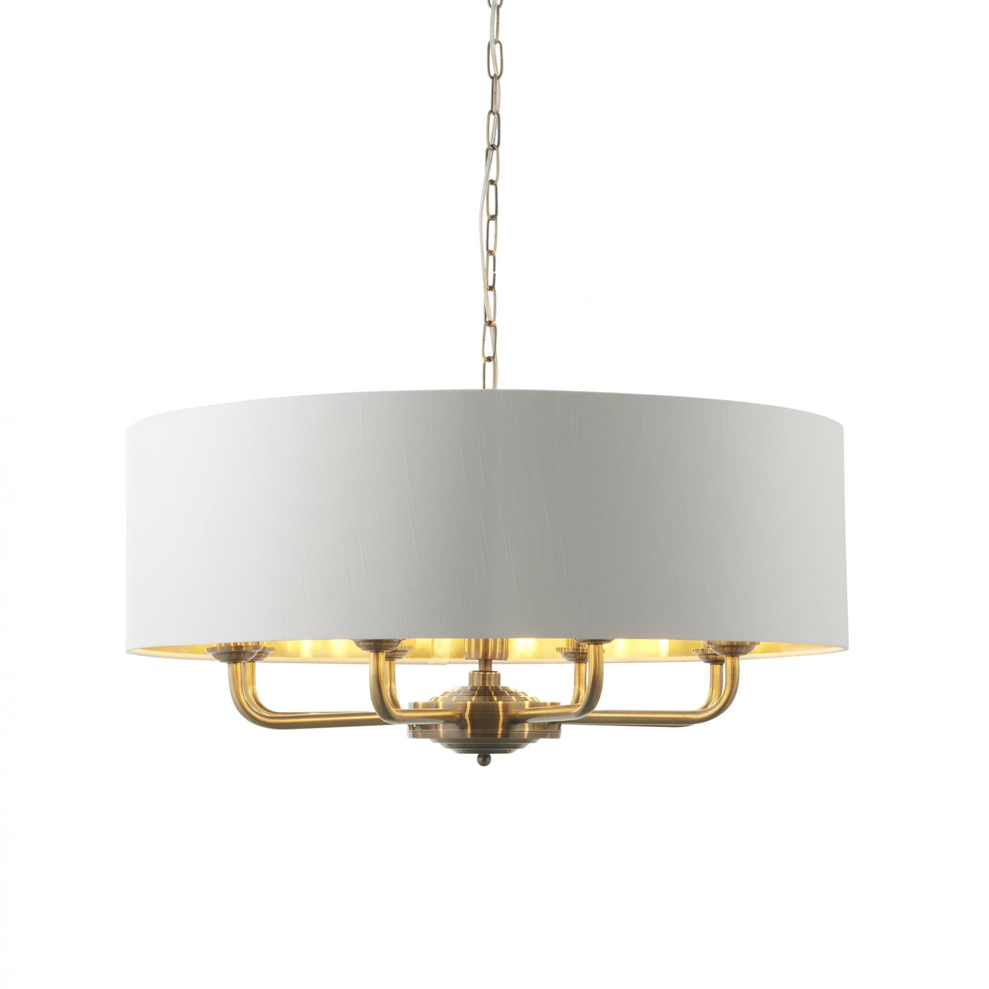 Endon Highclere 8 Light Pendant - Antique Brass & Vintage White